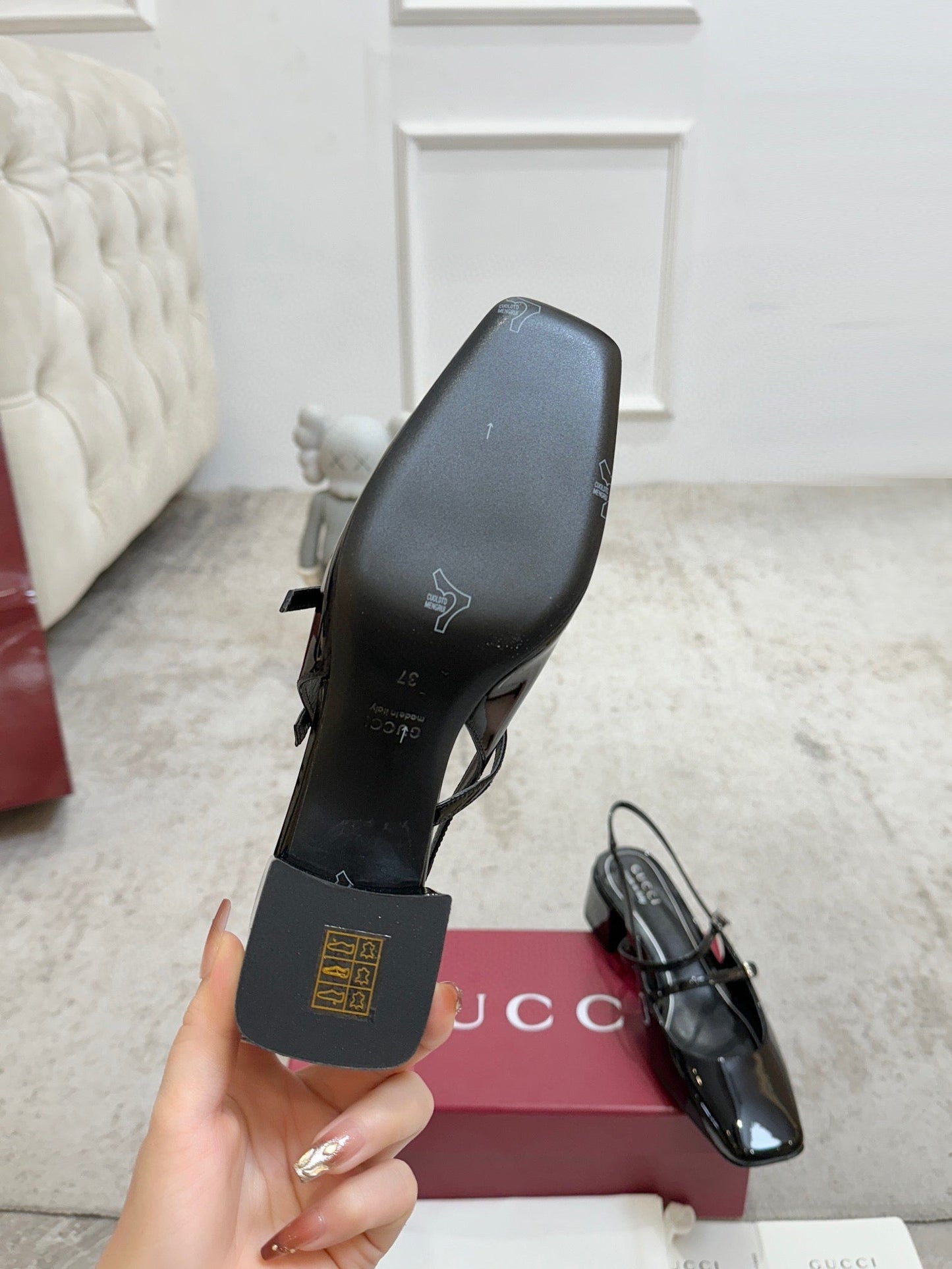 GG Double G Slingback Pumps 3.5cm Black Patent Leather 929216
