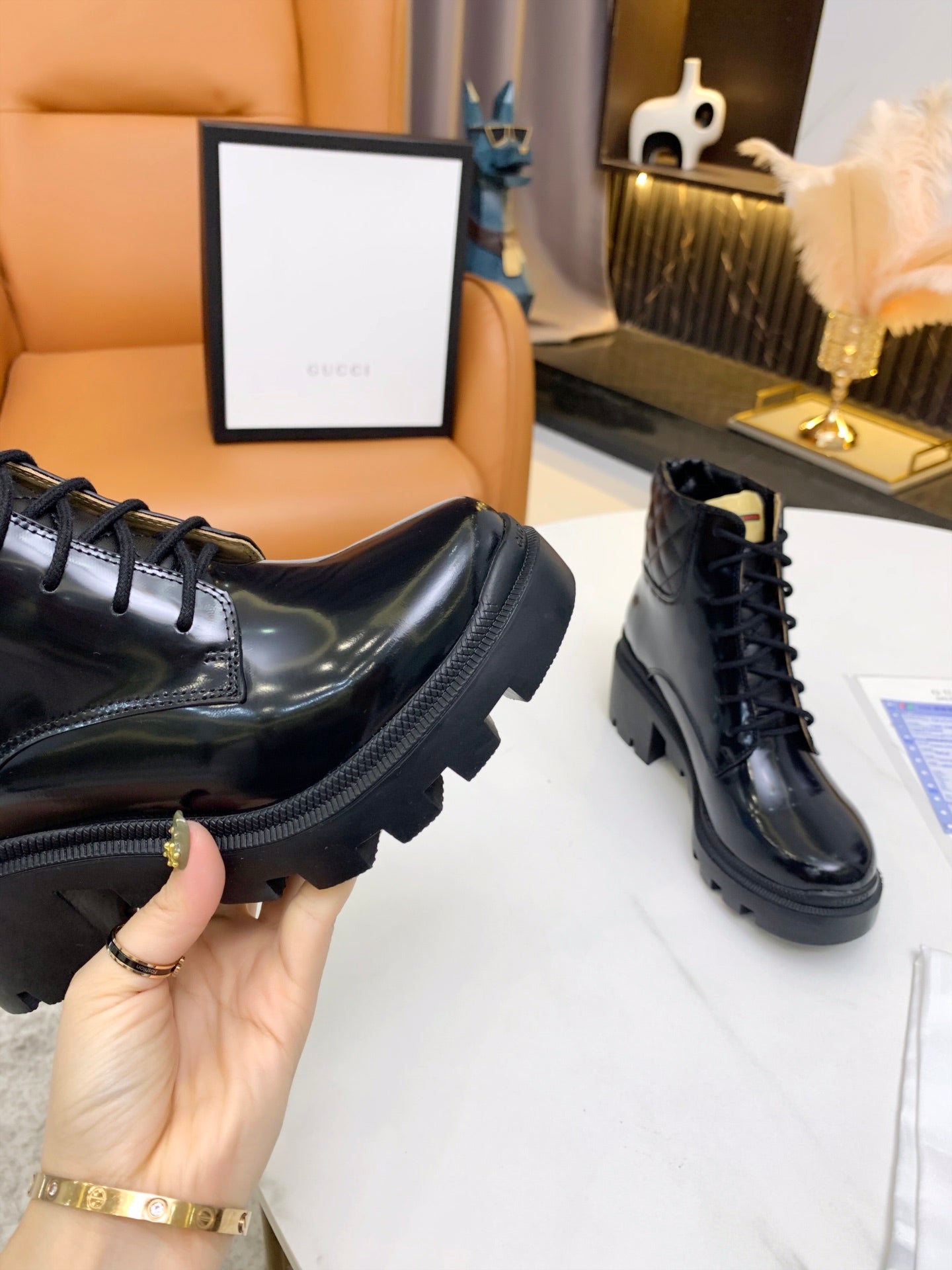 GG ankle boots black patent leather 397791