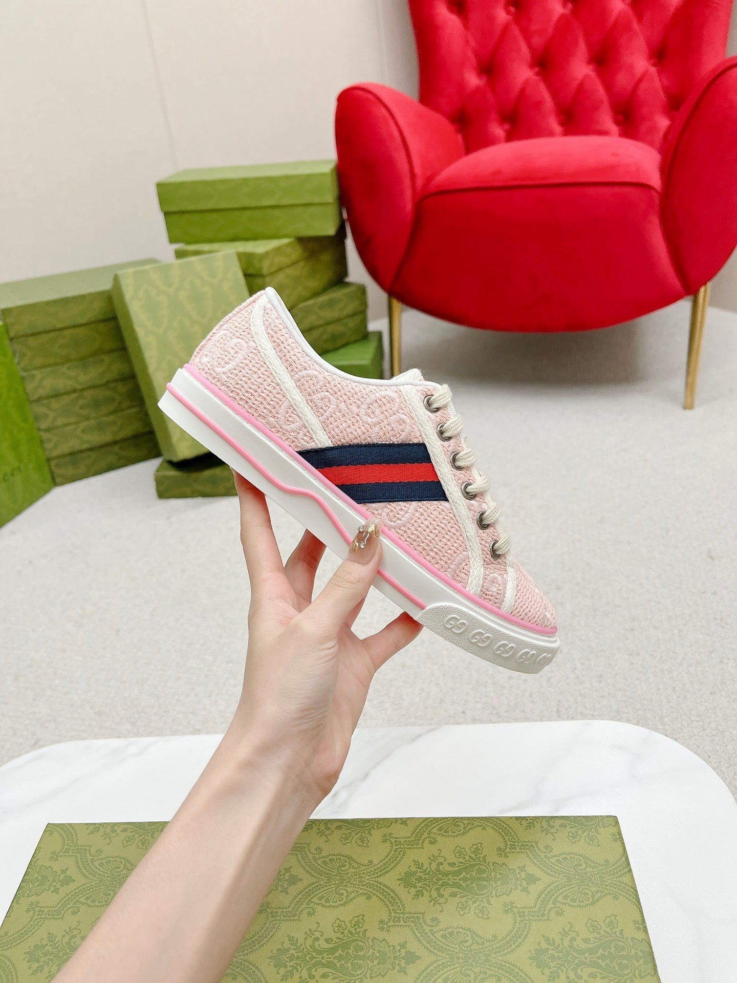 GG Tennis 1977 Sneakers Light Pink Fabric 457437