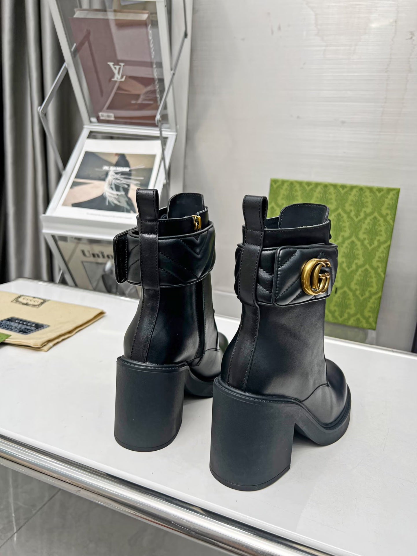GG ankle boots black double G Cowhide