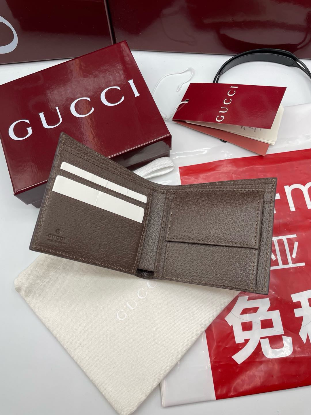 GG Bi-Fold Wallet In Beige Mix Brown Canvas