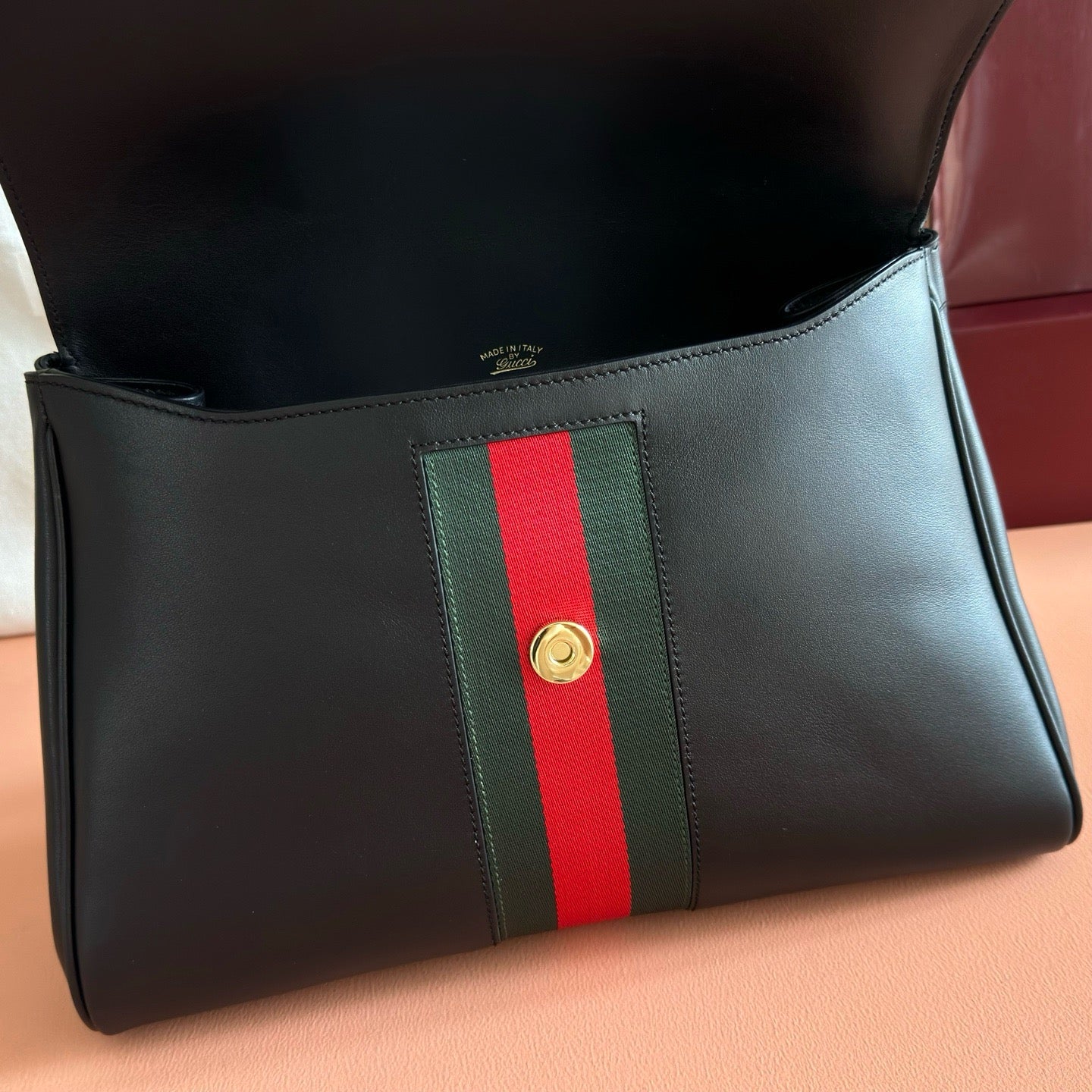 GG Paparazzo Medium Top Handle Bag 32cm Black Leather