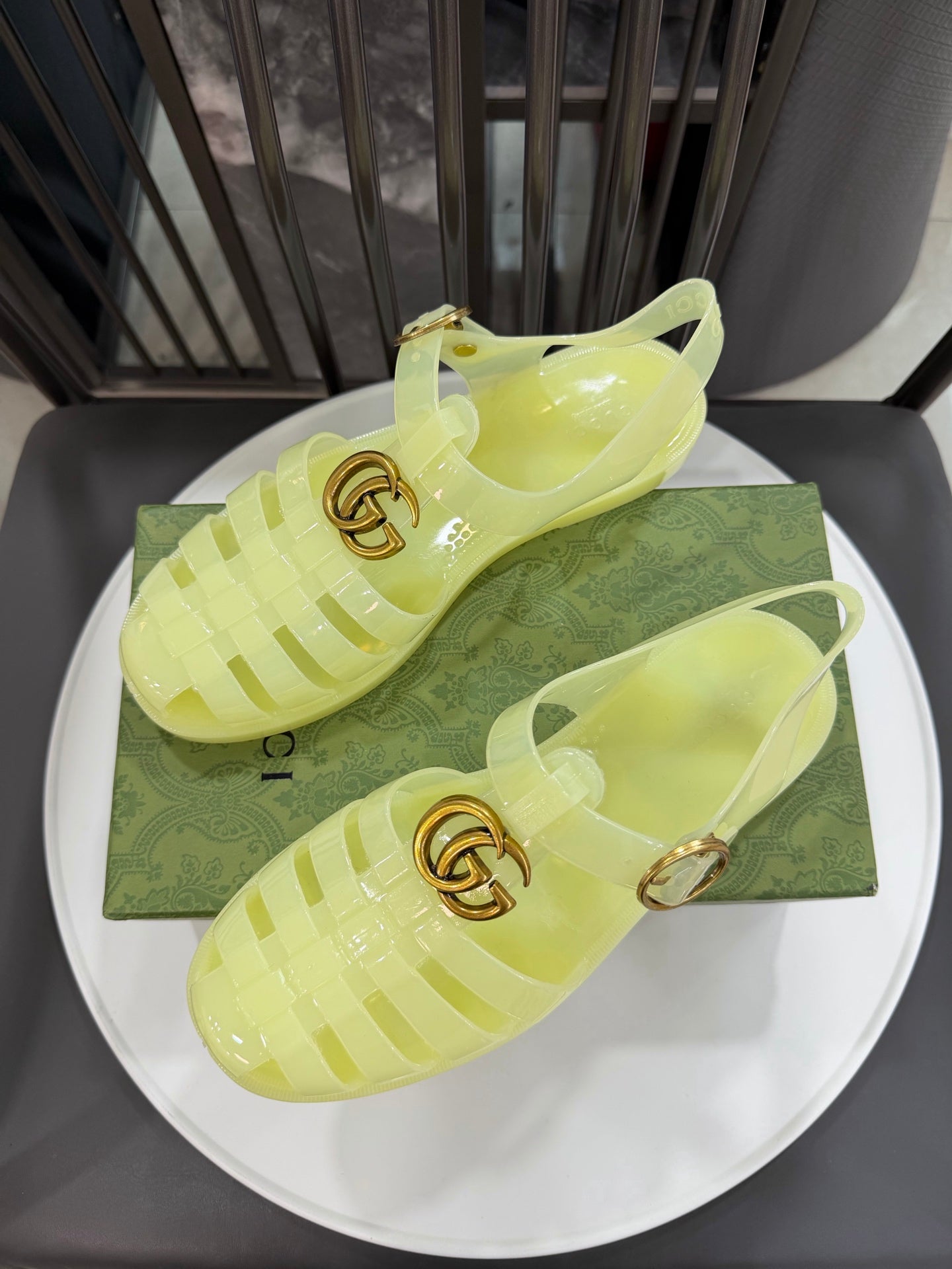 GG Sandals with Double G Light Yellow Gold TPU 818207