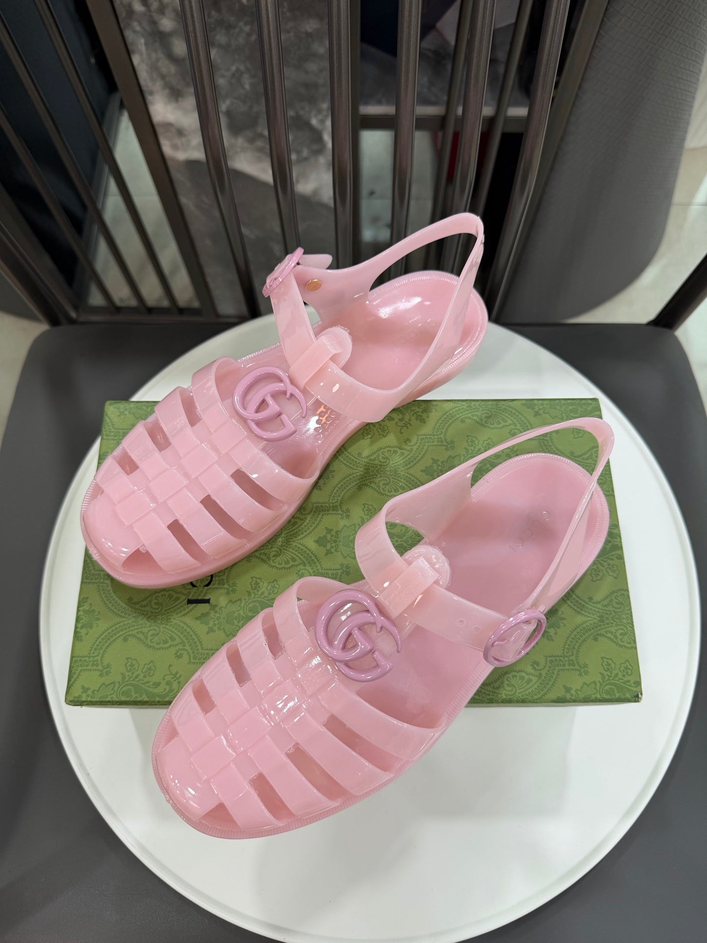 GG Sandals with Double G Light Pink TPU 818205