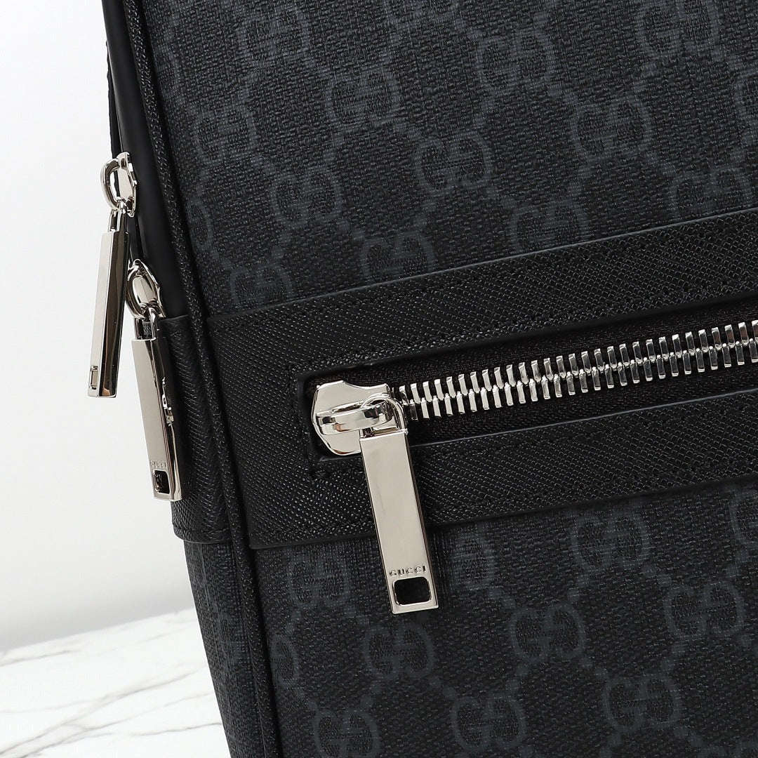 Gucci 2026 Essence Classic Backpack 44cm Black Canvas Leather