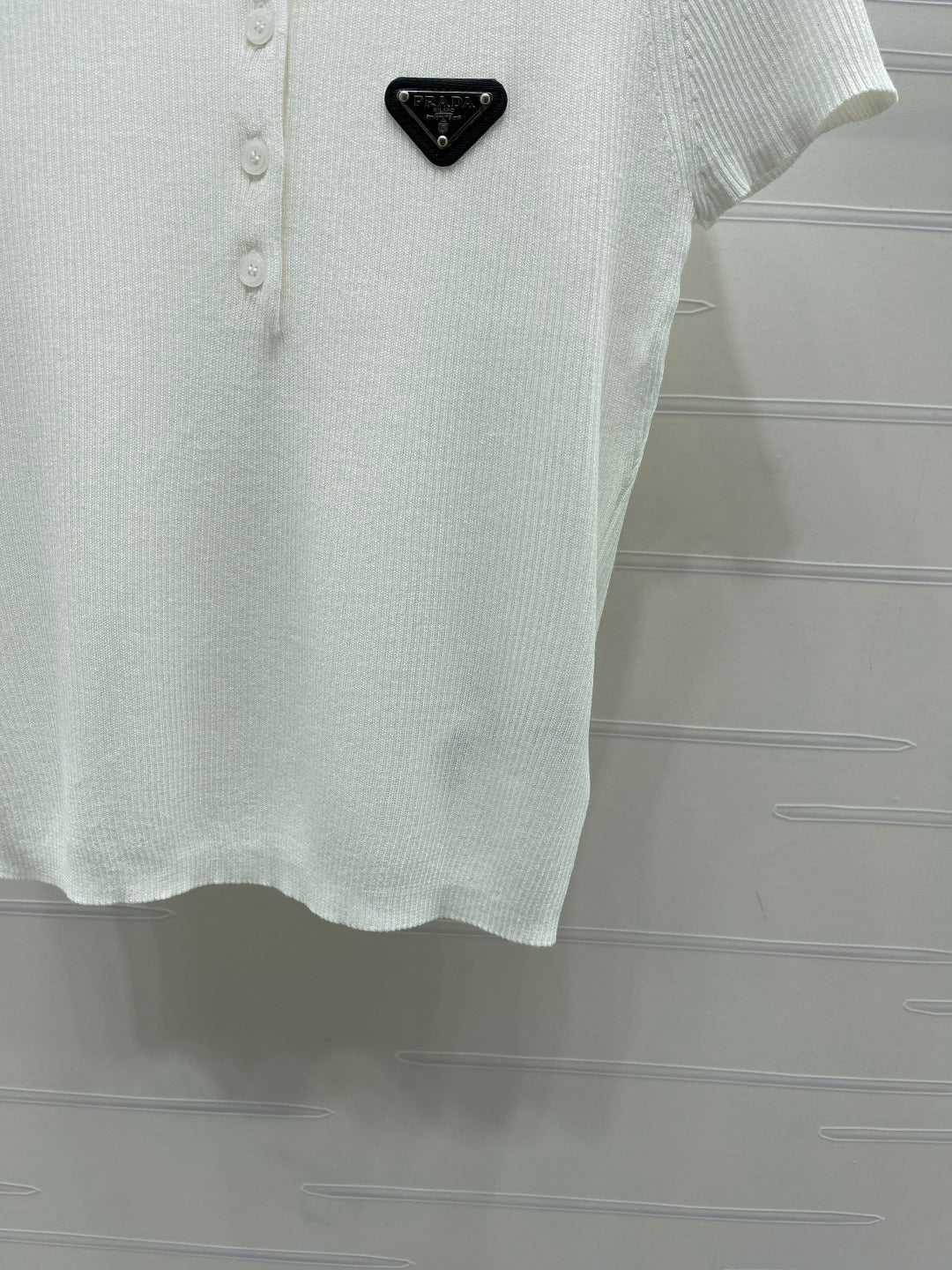 Prada Polo Shirt White Silk Linen 392713