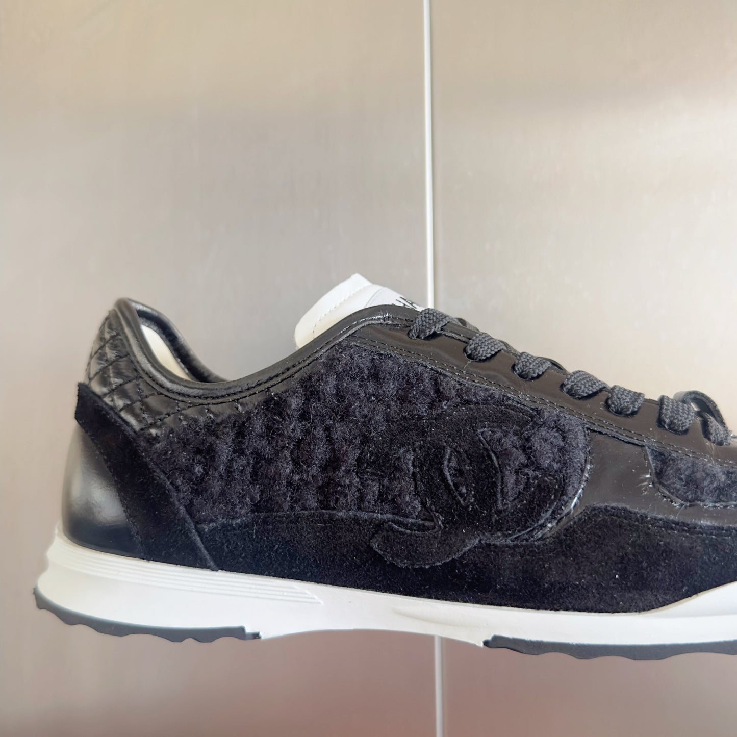 CC 25K British Baseball Shoes Black Woven Patent Leather 459738