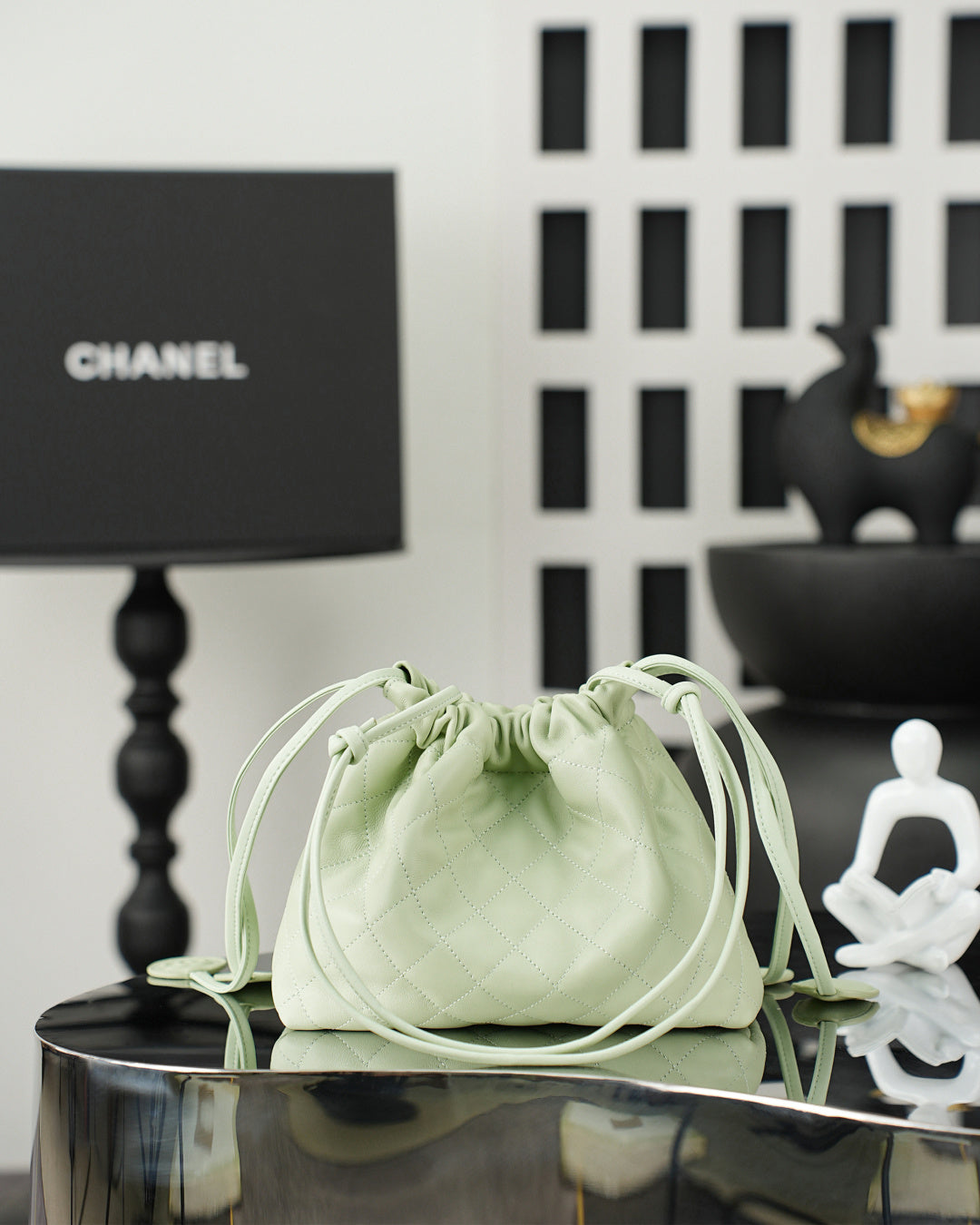 Chanel 26 Drawstring Bag Light Green Lambskin