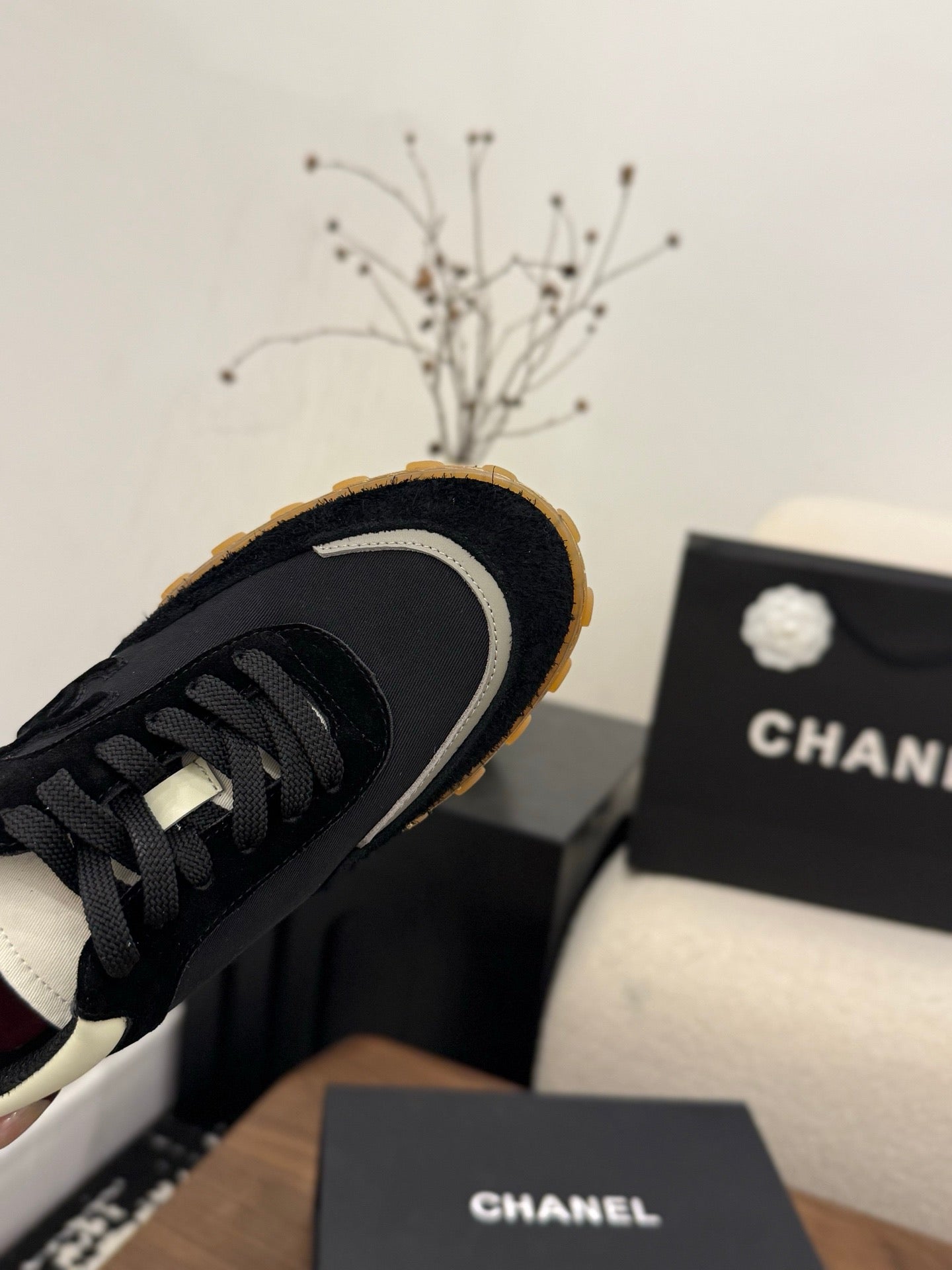CC 2026 Sneaker Black Fabric Suede Calfskin 676171
