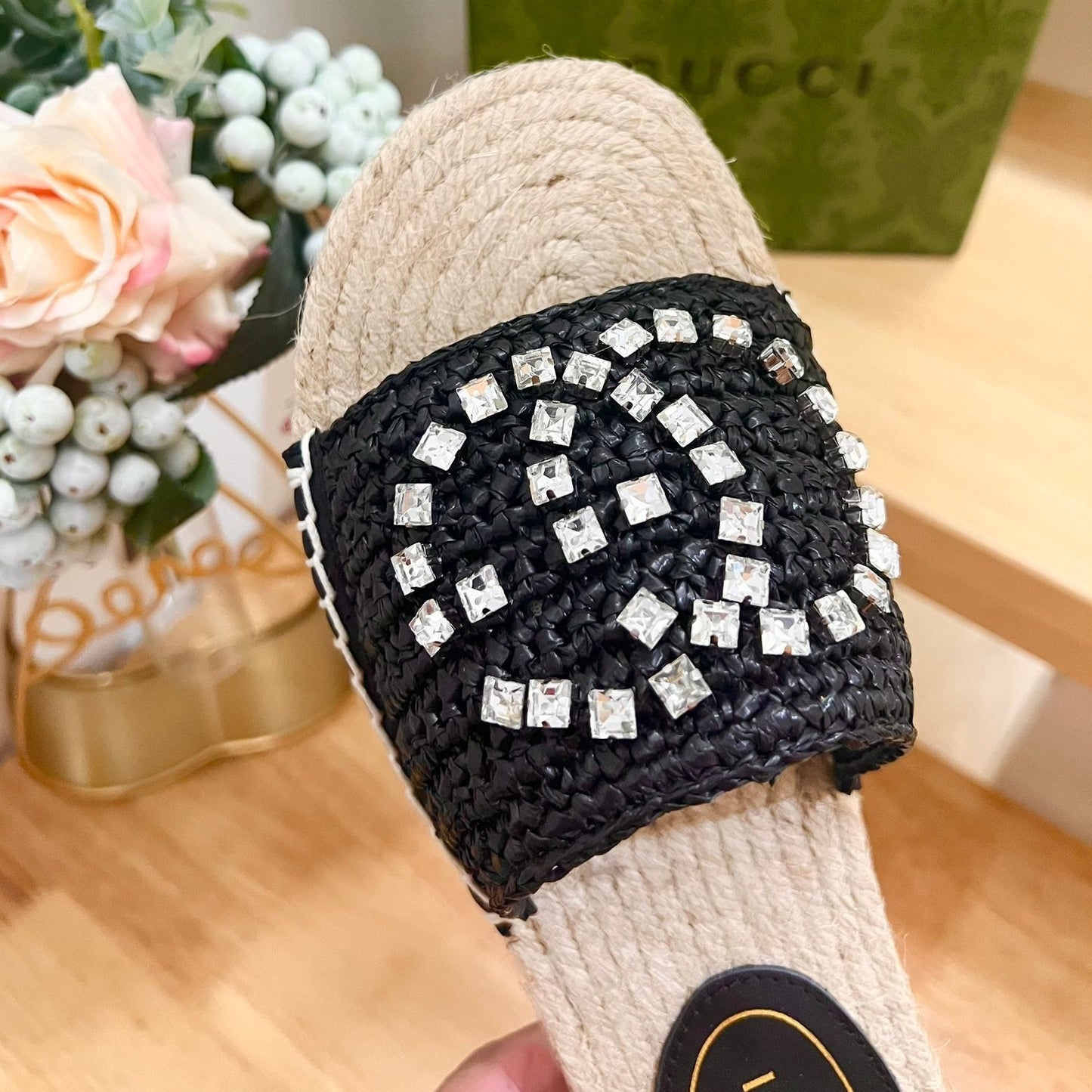 GG Casual Style Logo Sandals Black