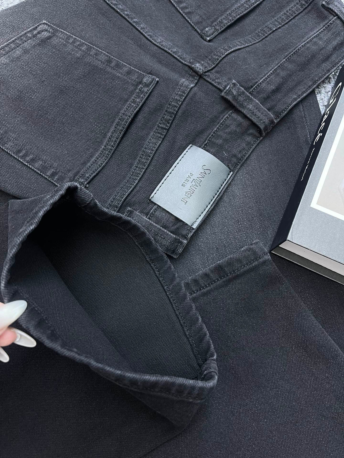 YSL 26s Jeans Wide-Leg Black Denim 429806