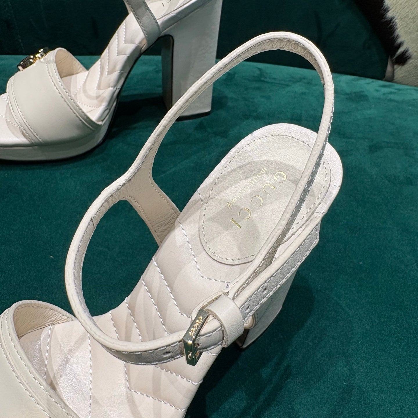 GG Platform Sandals With The Double G White Leather 741238