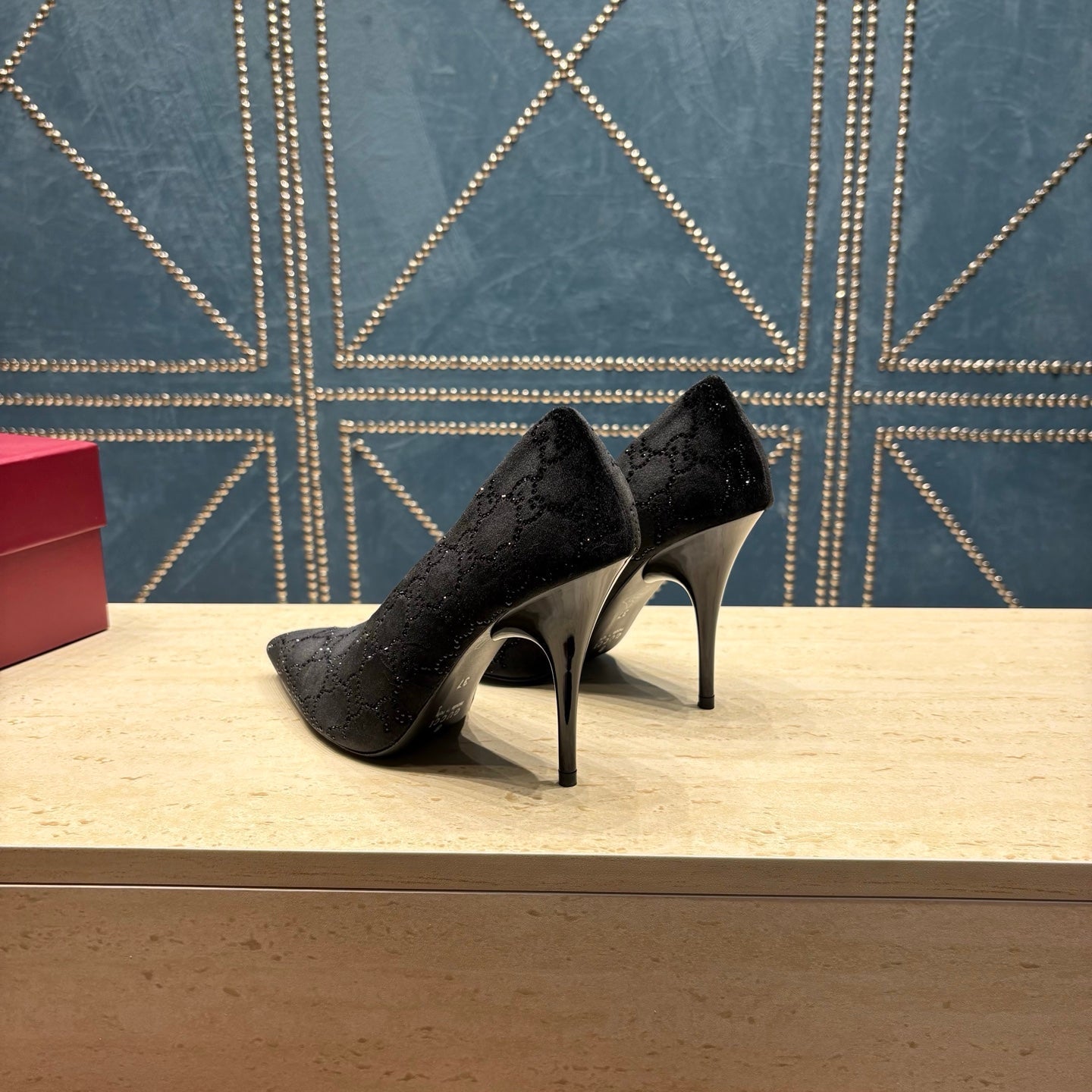 GG High-Heeled Pump 10.5cm Black Suede 741294