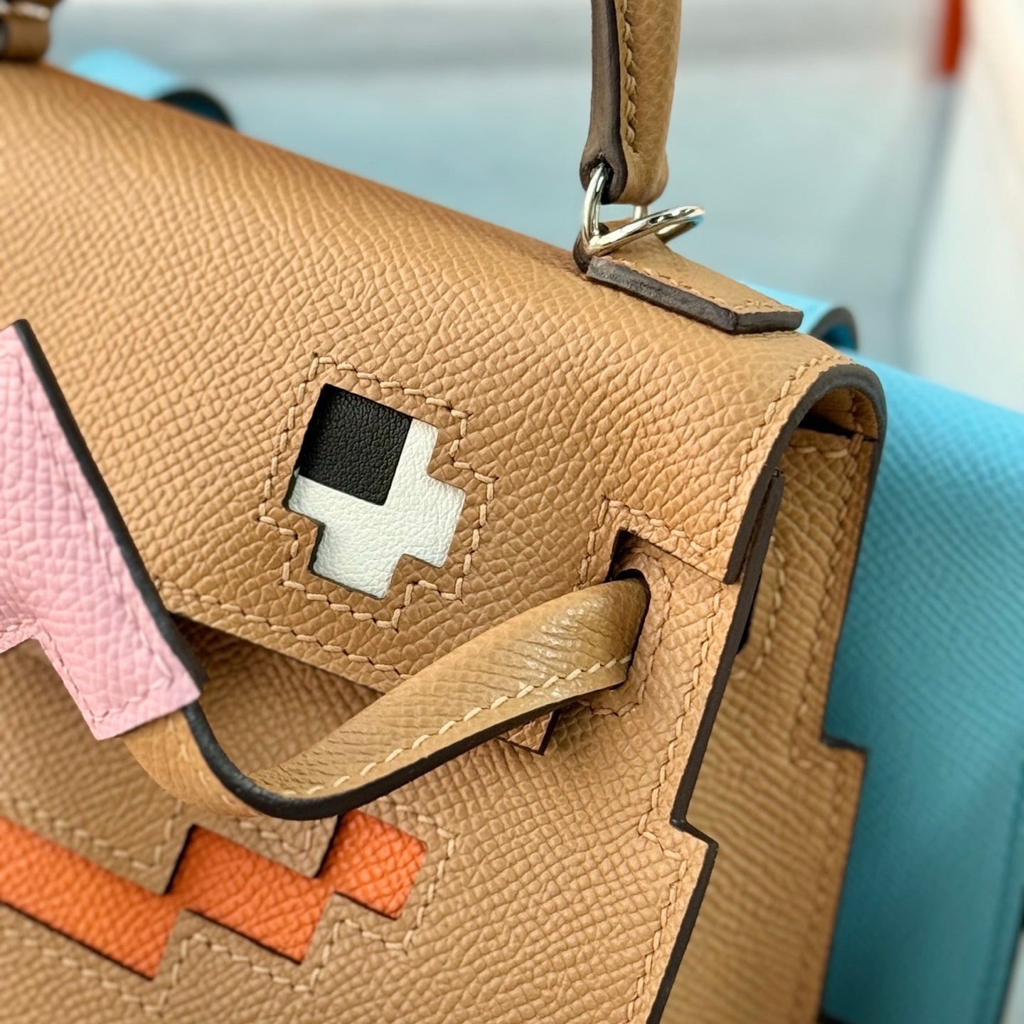 HM Kelly Doll Bag 18cm Light Pink Brown EpsomLeather 284562