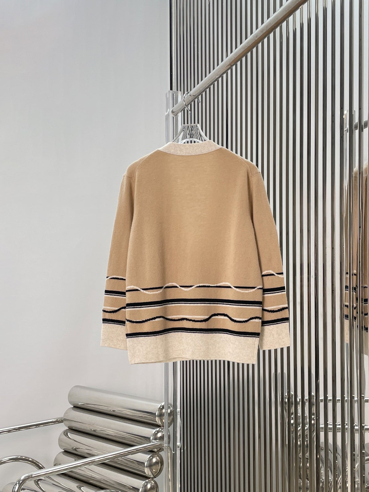 HM Color Block Striped Knit Cardigan Cashmere