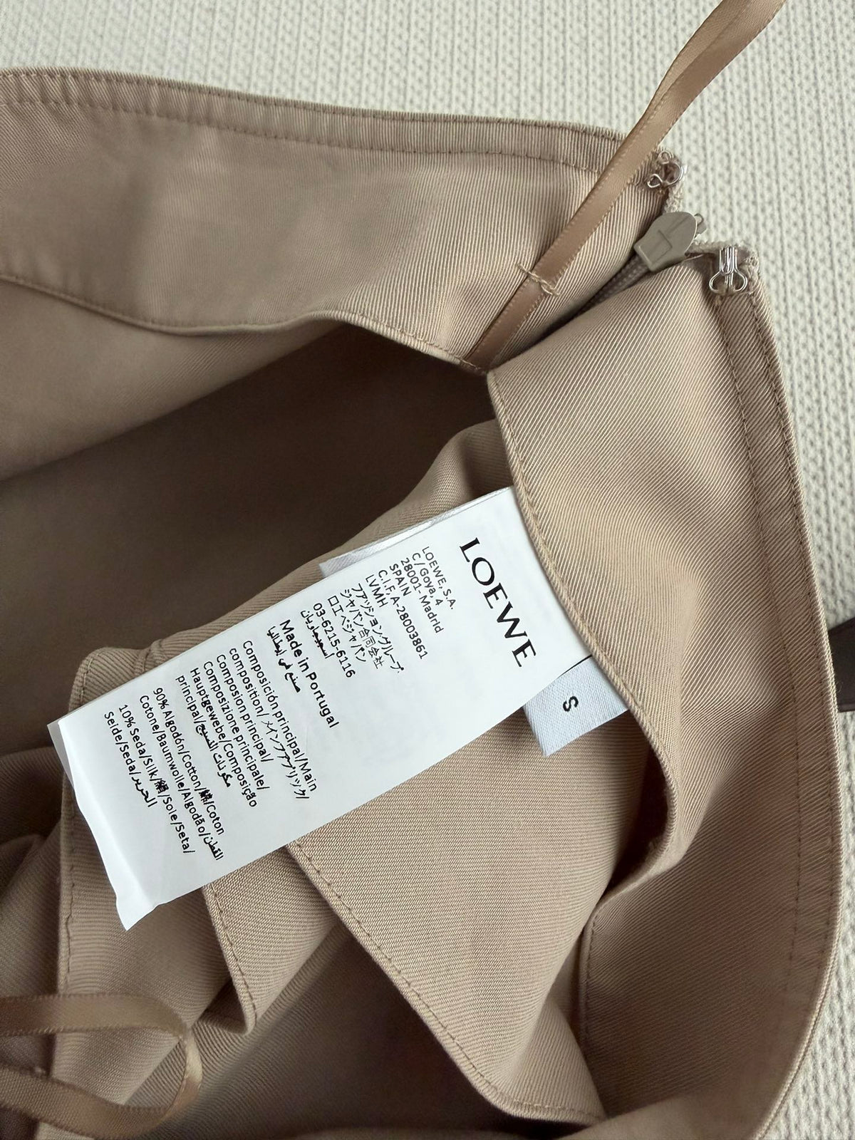 Loewe Pleated Midi Skirt Light Khahi Cotton 352925