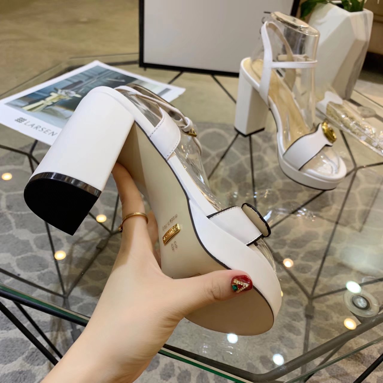 GG 26s Marmont Sandals 10cm Sandals White Leather 926705