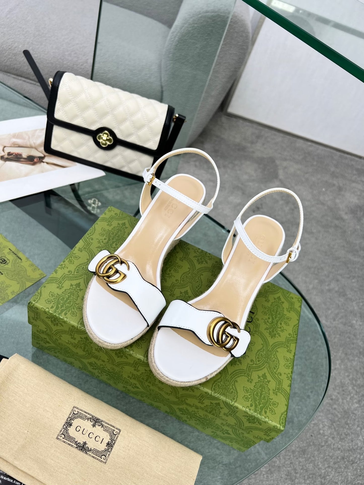 GG 26s Marmont Sandals 10cm Sandals Light Gold Metalic Leather 926708