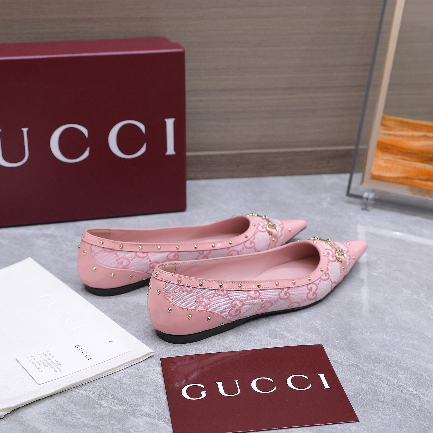 GG Savoy Ballerina Light Pink Denim Leather 864280