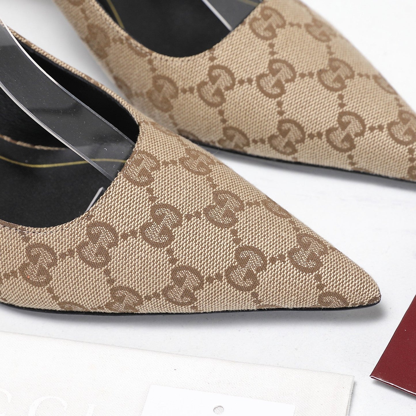 GG Castello Slingback 7.5cm Beige Canvas 864299