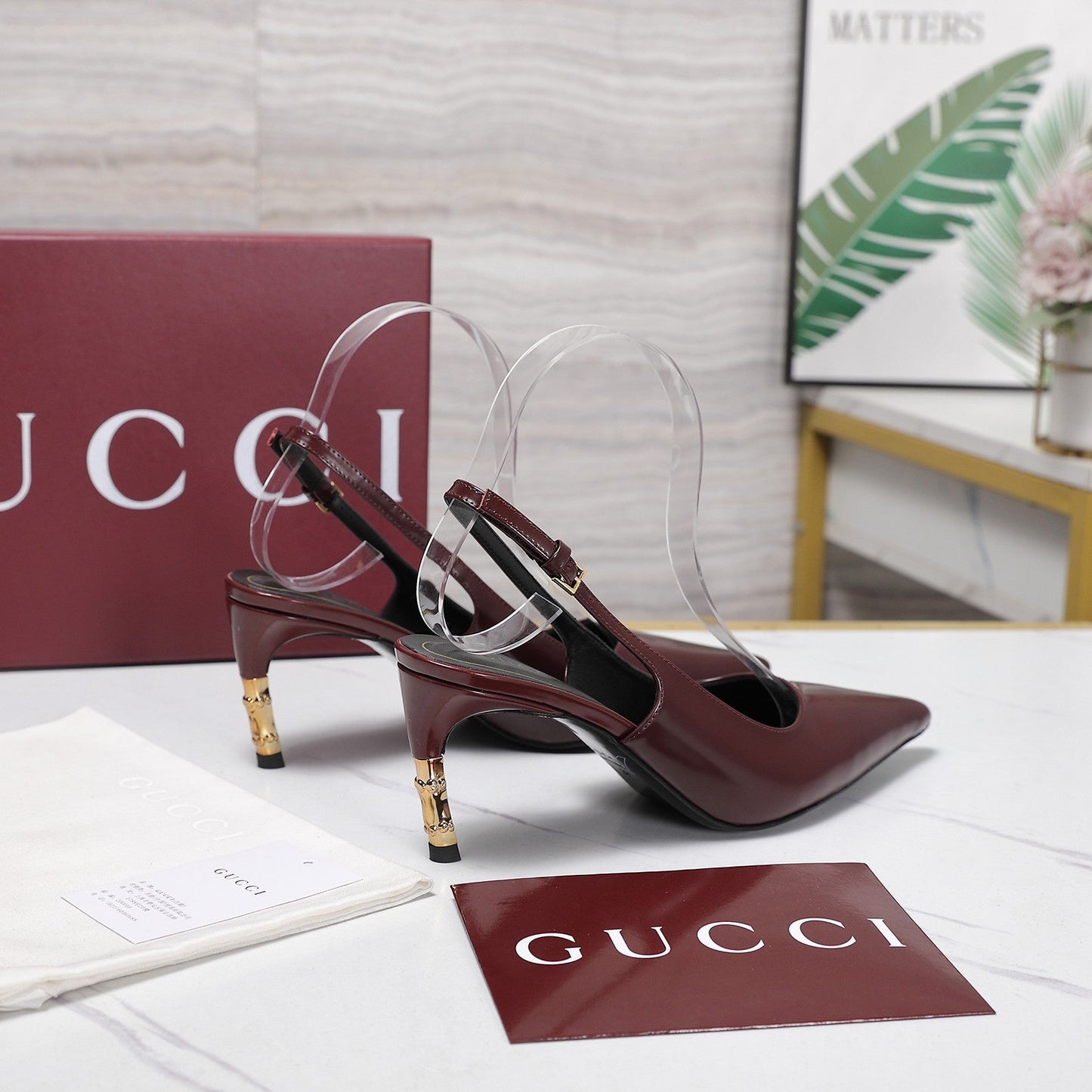 GG Castello Slingback 7.5cm Burgundy Sheepskin 864303