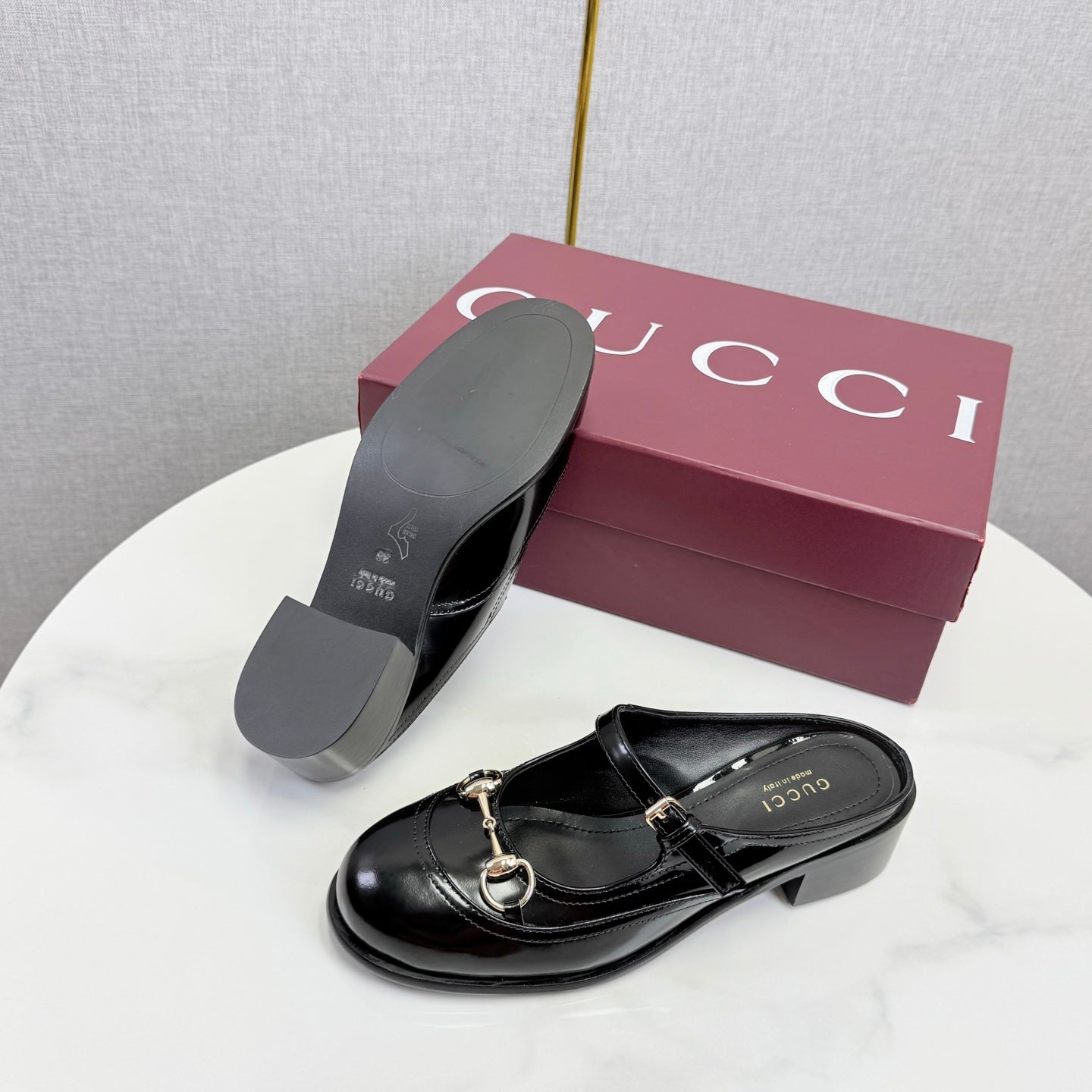 GG 26s Horsebit Slip-on Loafers Black Glossy Leather 639926