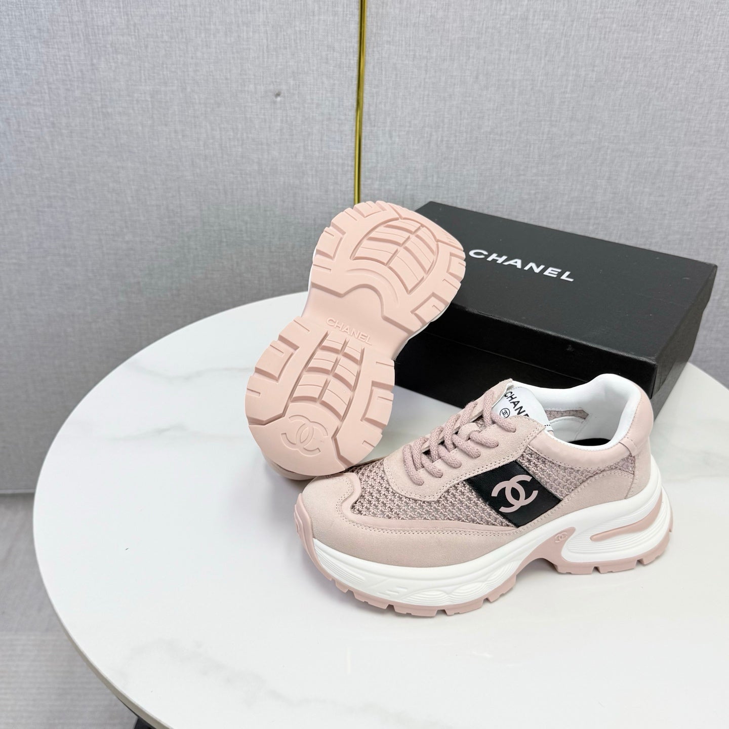 CC 26s Runners Sneakers Light Pink Mesh Suede 865806