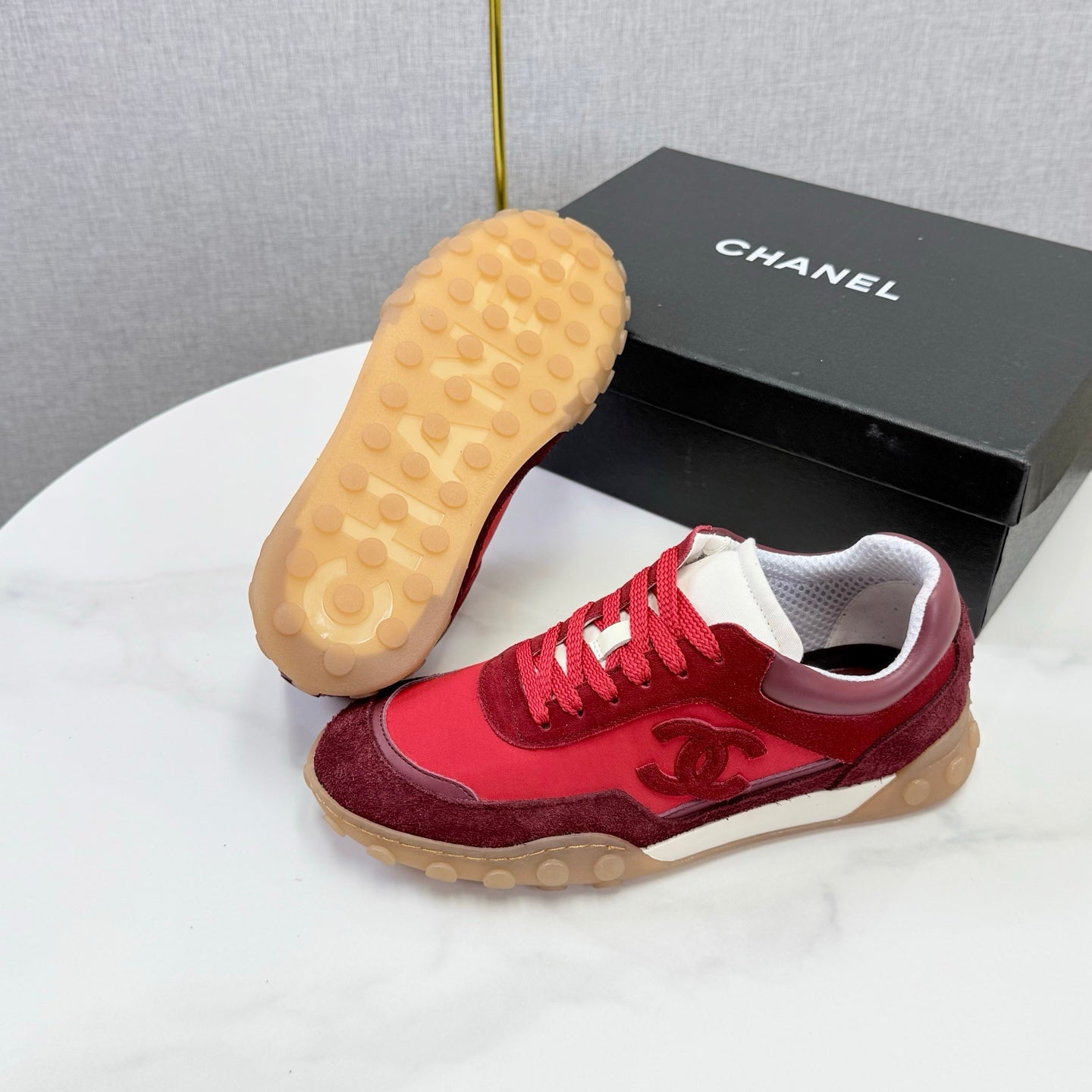 CC 26s Casual Sneakers Burgundy Suede Calfskin 972884