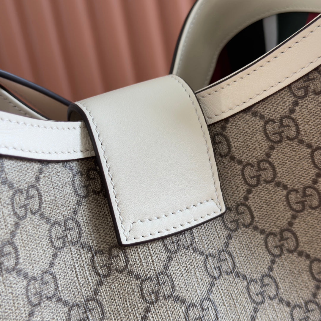 GG Padlock Bag Beige White Leather Canvas