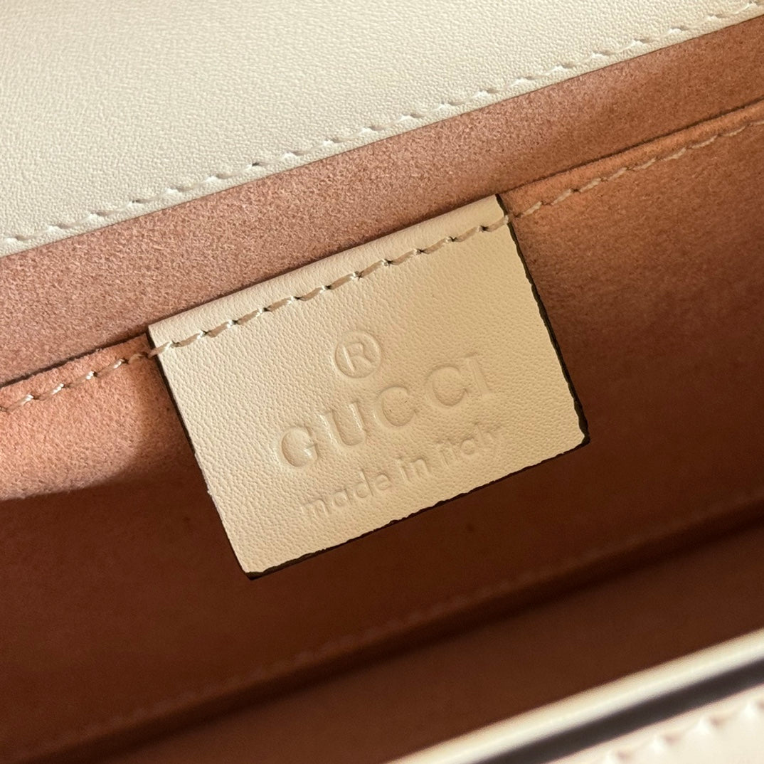 GG Sylvie Mini Chain Bag White Lambskin 285220