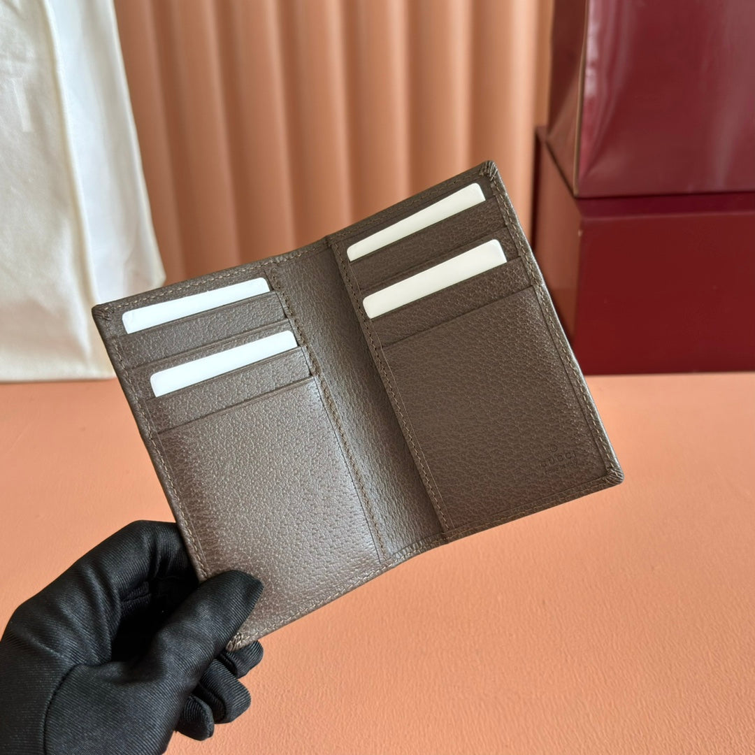 GG Ophidia Long Card Case Brown Beige Canvas Leather
