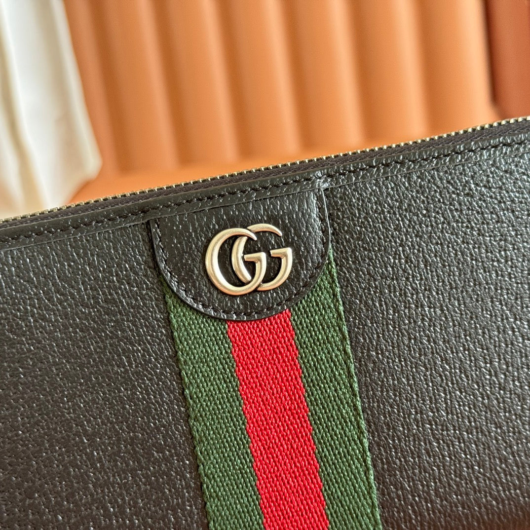 GG Ophidia Zip Around Wallet Black Leather