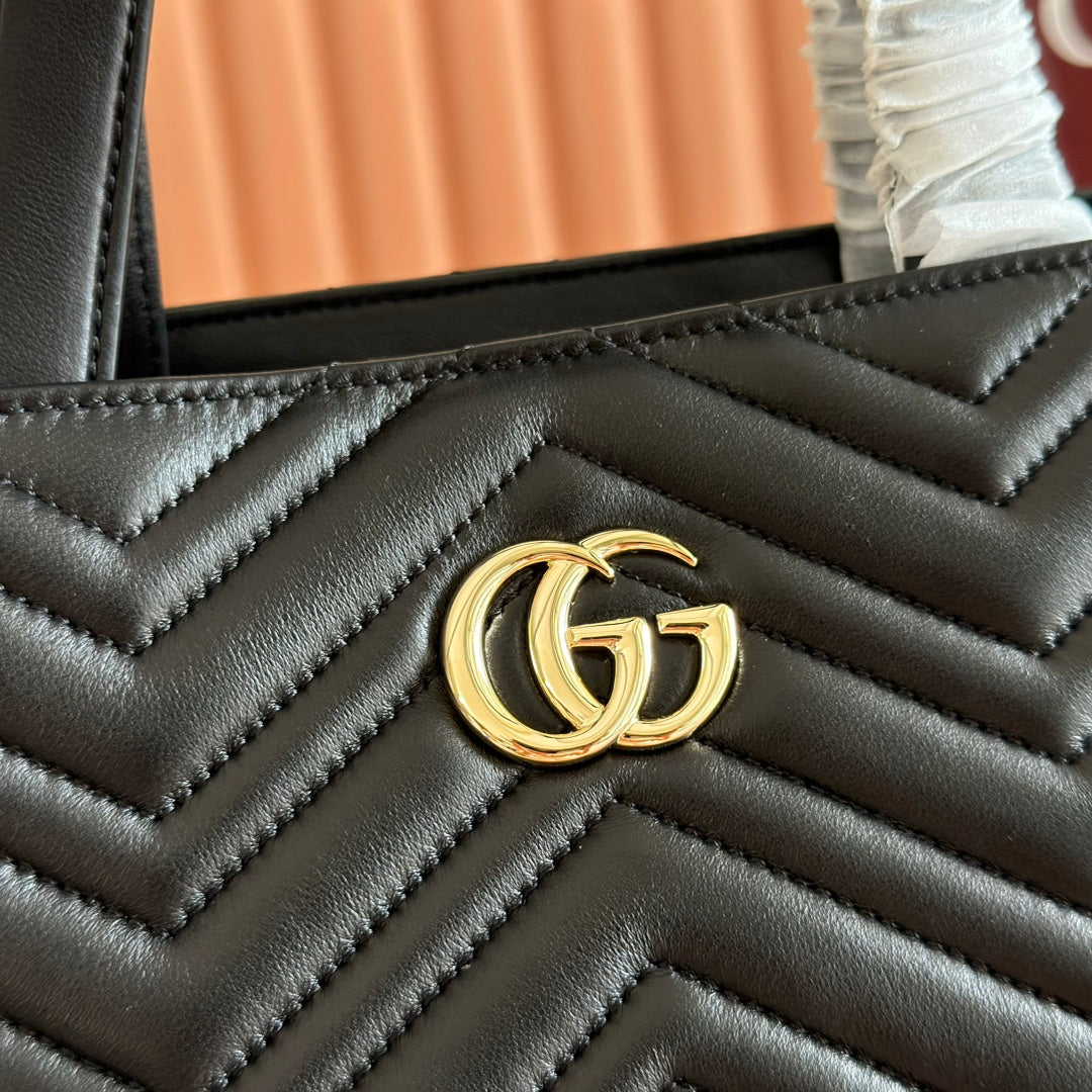 Gucci GG Marmont Large Tote Bag Black Quilted Leather