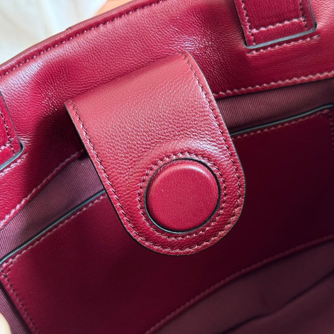 Gucci GG Marmont Small Tote Bag Burgundy Quilted Leather