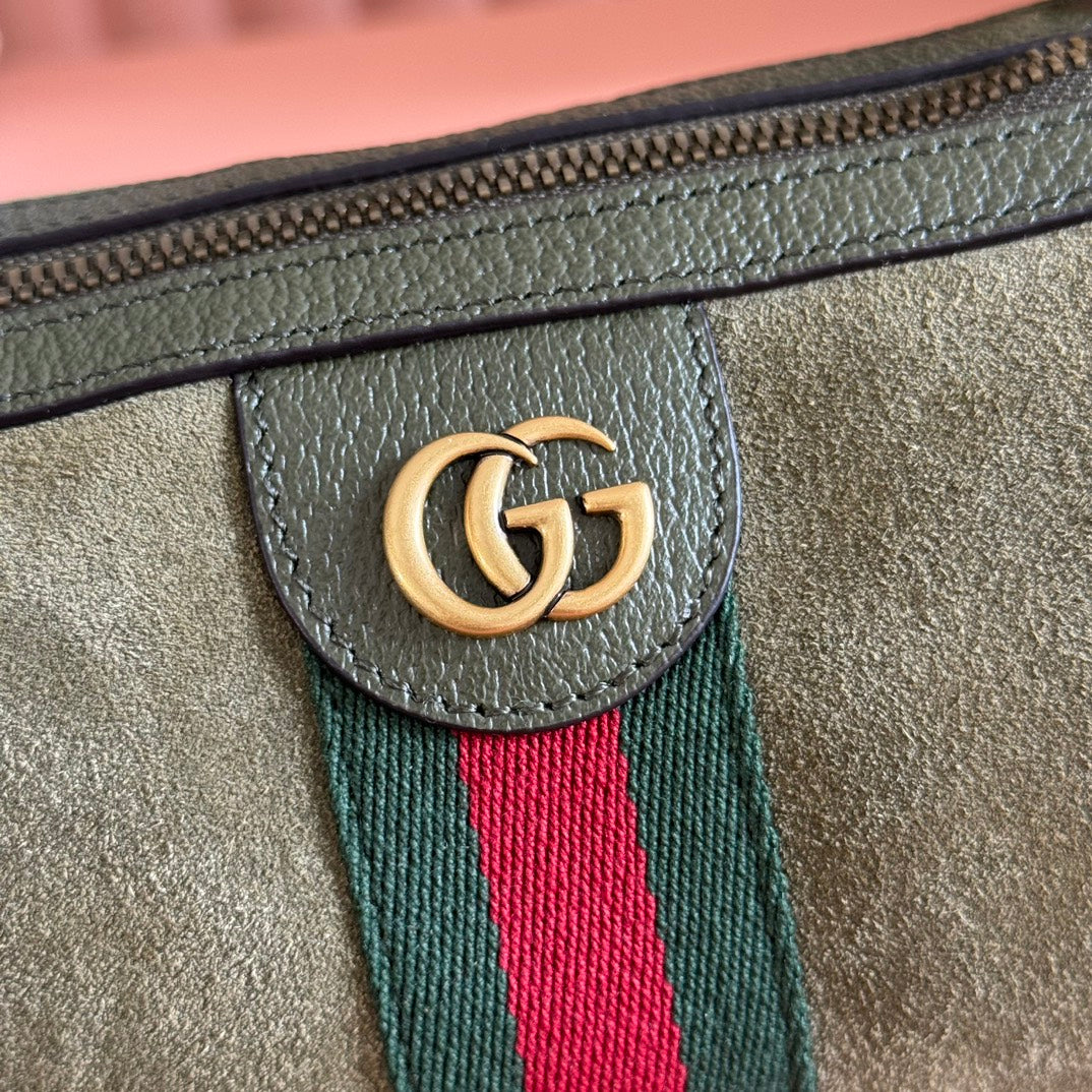 GG AW 25 Ophidia Mini Bag 18.5 Dark Green Suede