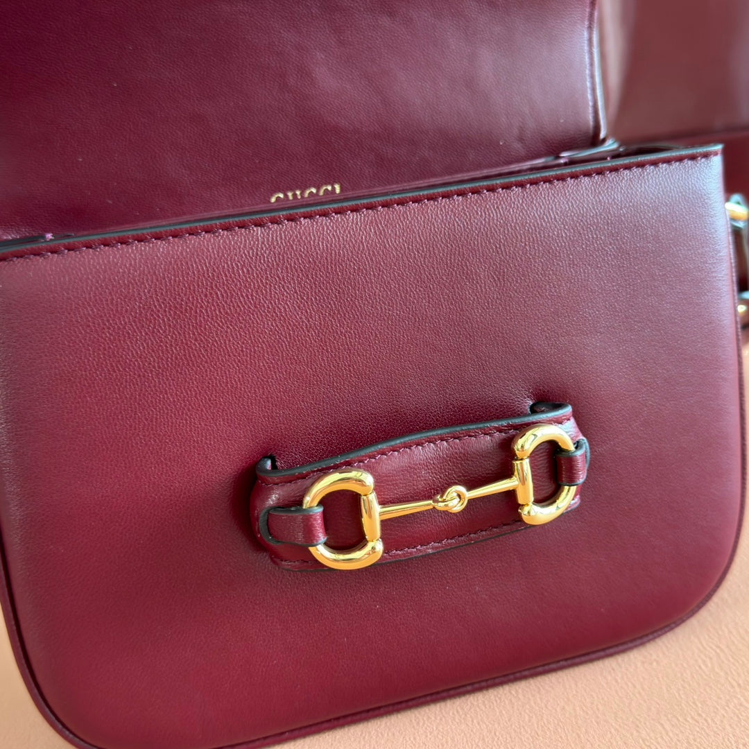 Gucci Horsebit 1955 Small Shoulder Bag Burgundy Leather 273708