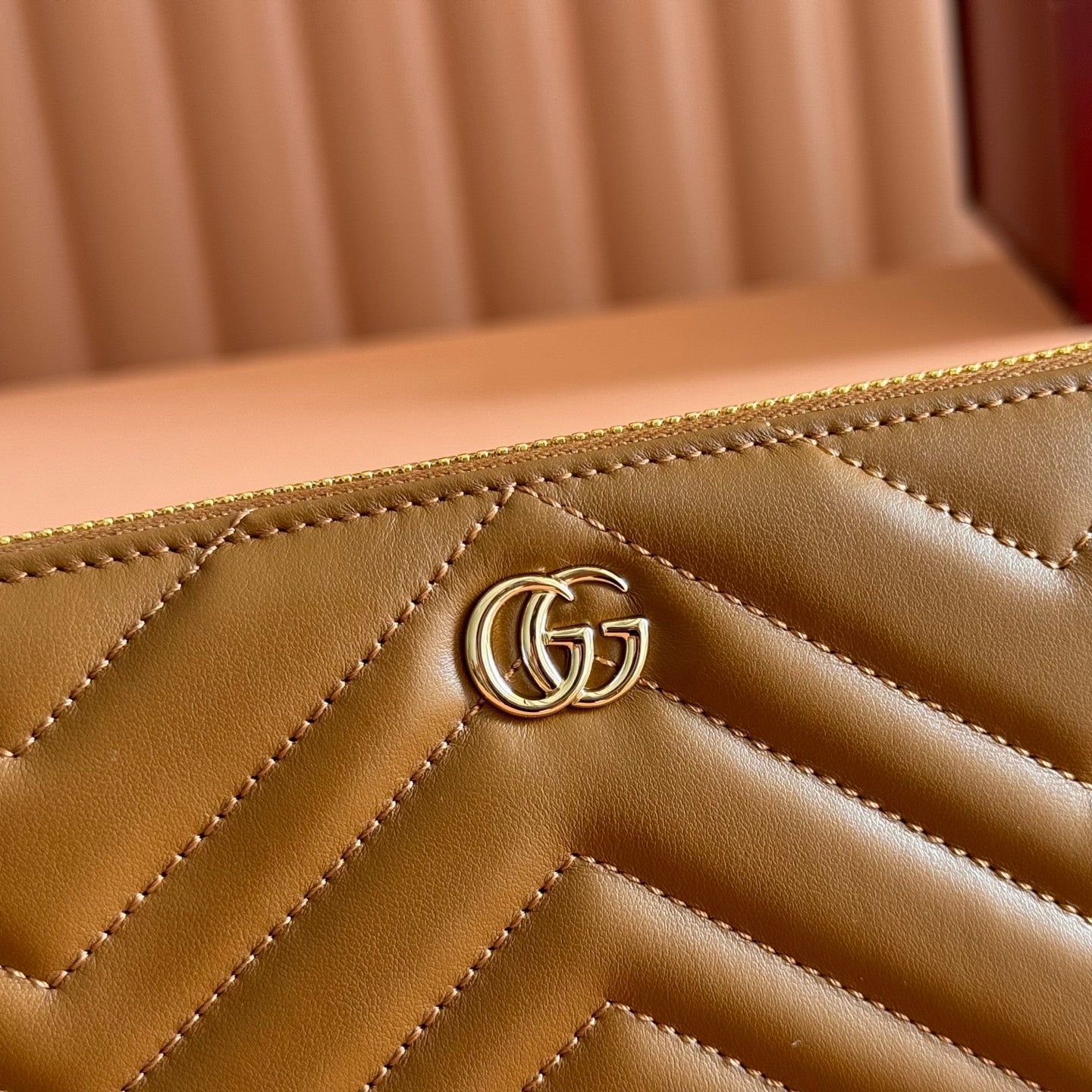 GG Marmont Zip-Around Wallet Brown Matelassé Leather