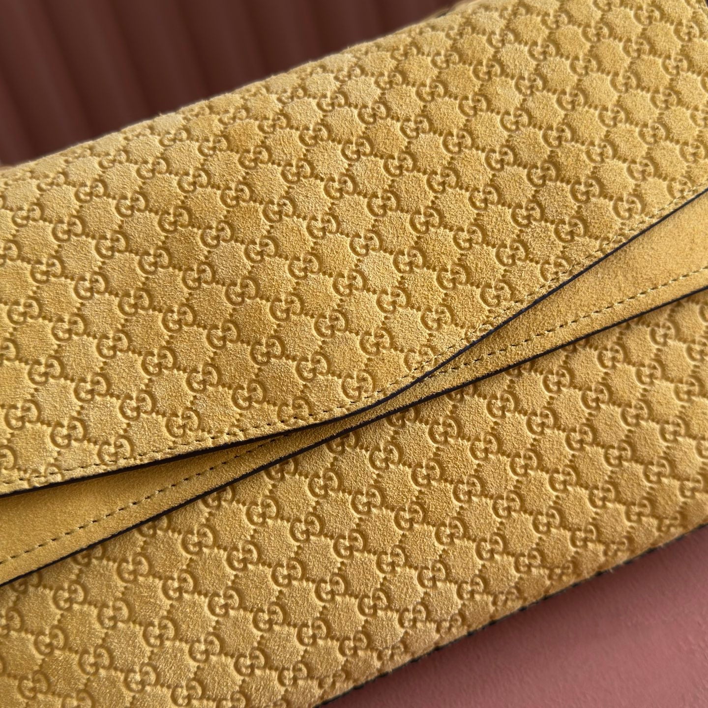 GG Medium Shoulder Bag With Chain Yellow GG Suede