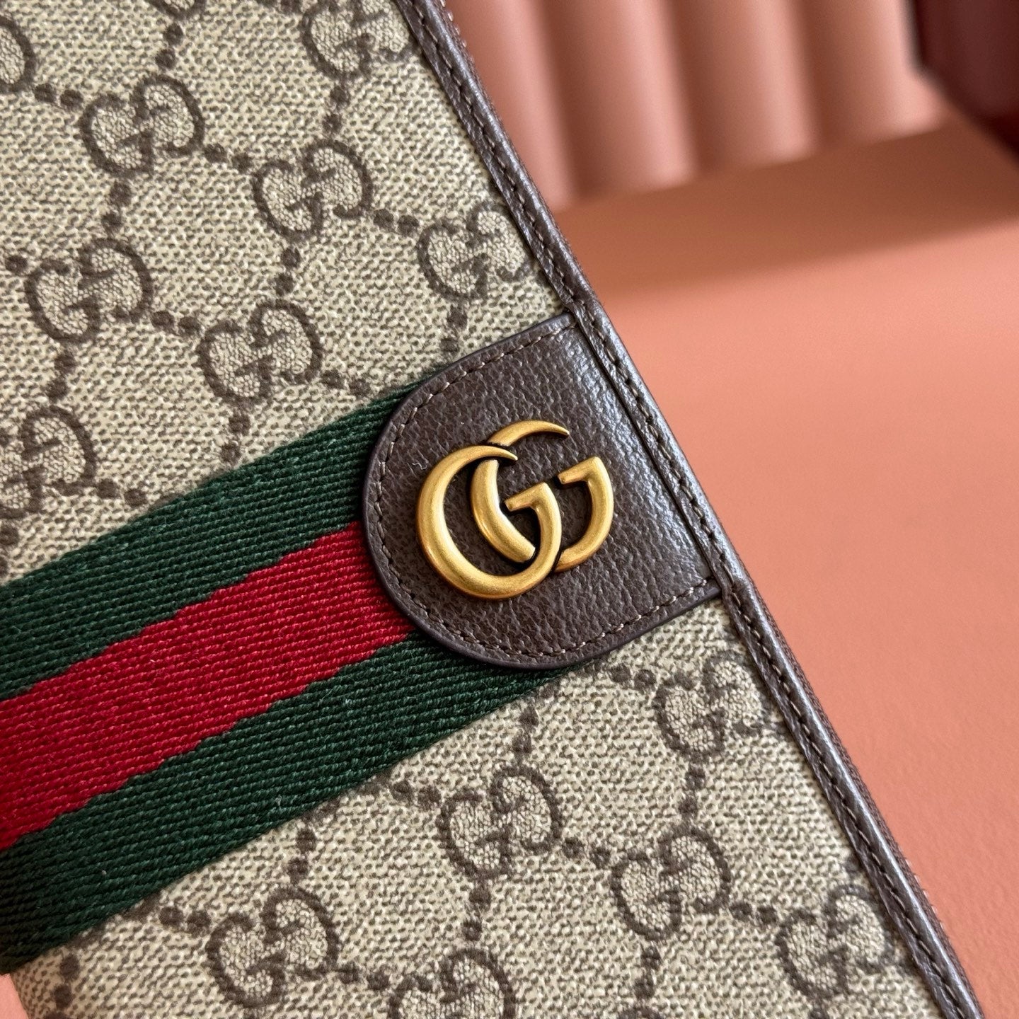 GG Zip Around Wallet Beige Brown Canvas