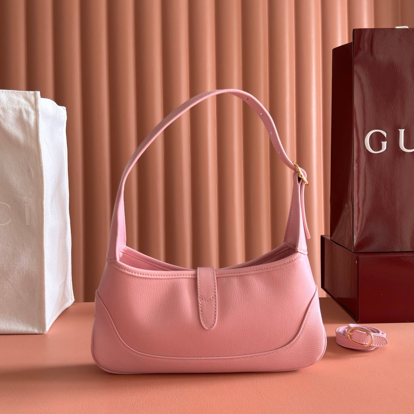 GG Jackie 1961 Slim Shoulder Bag Pink Lambskin 292681