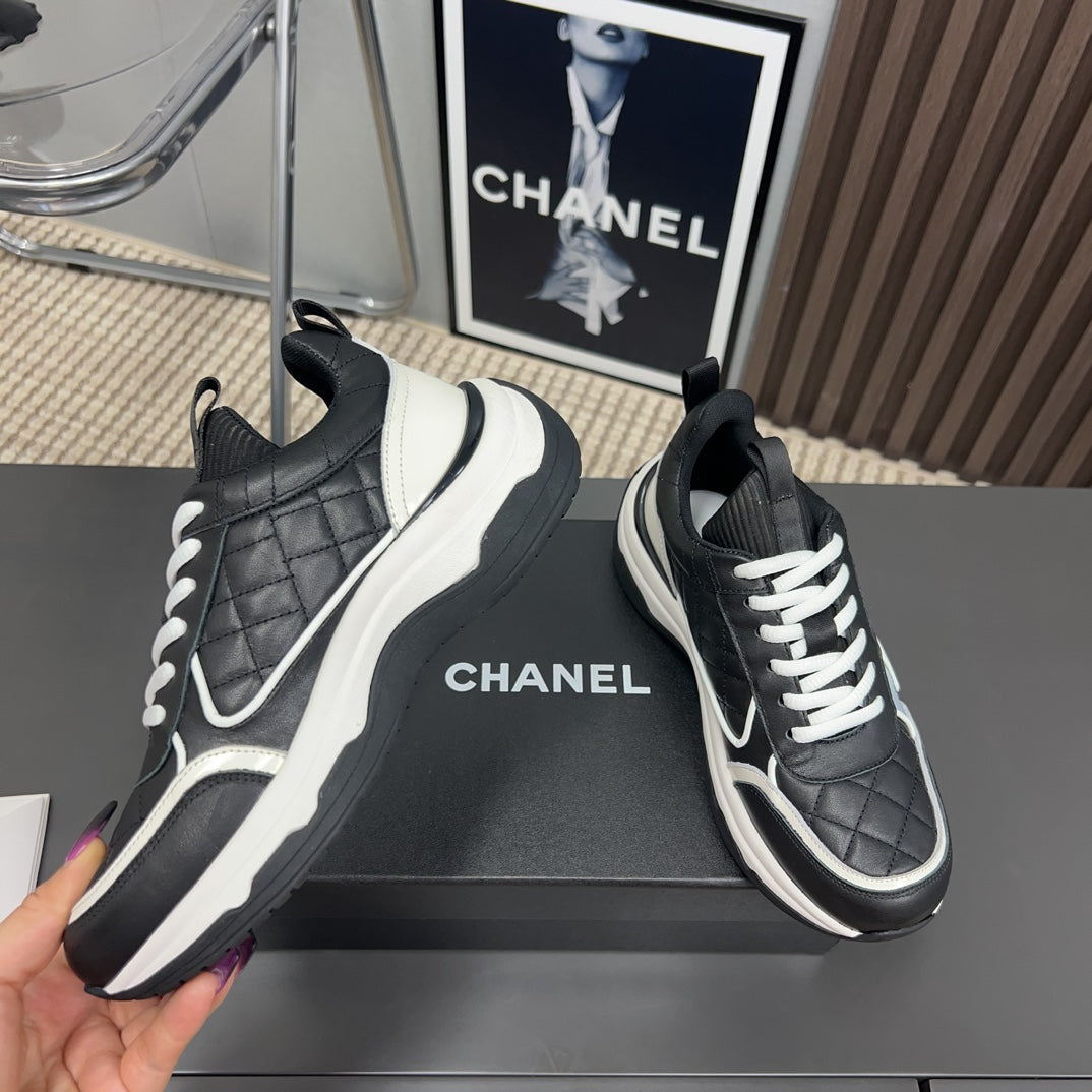 CC Sneaker Black Quilted Cowhide