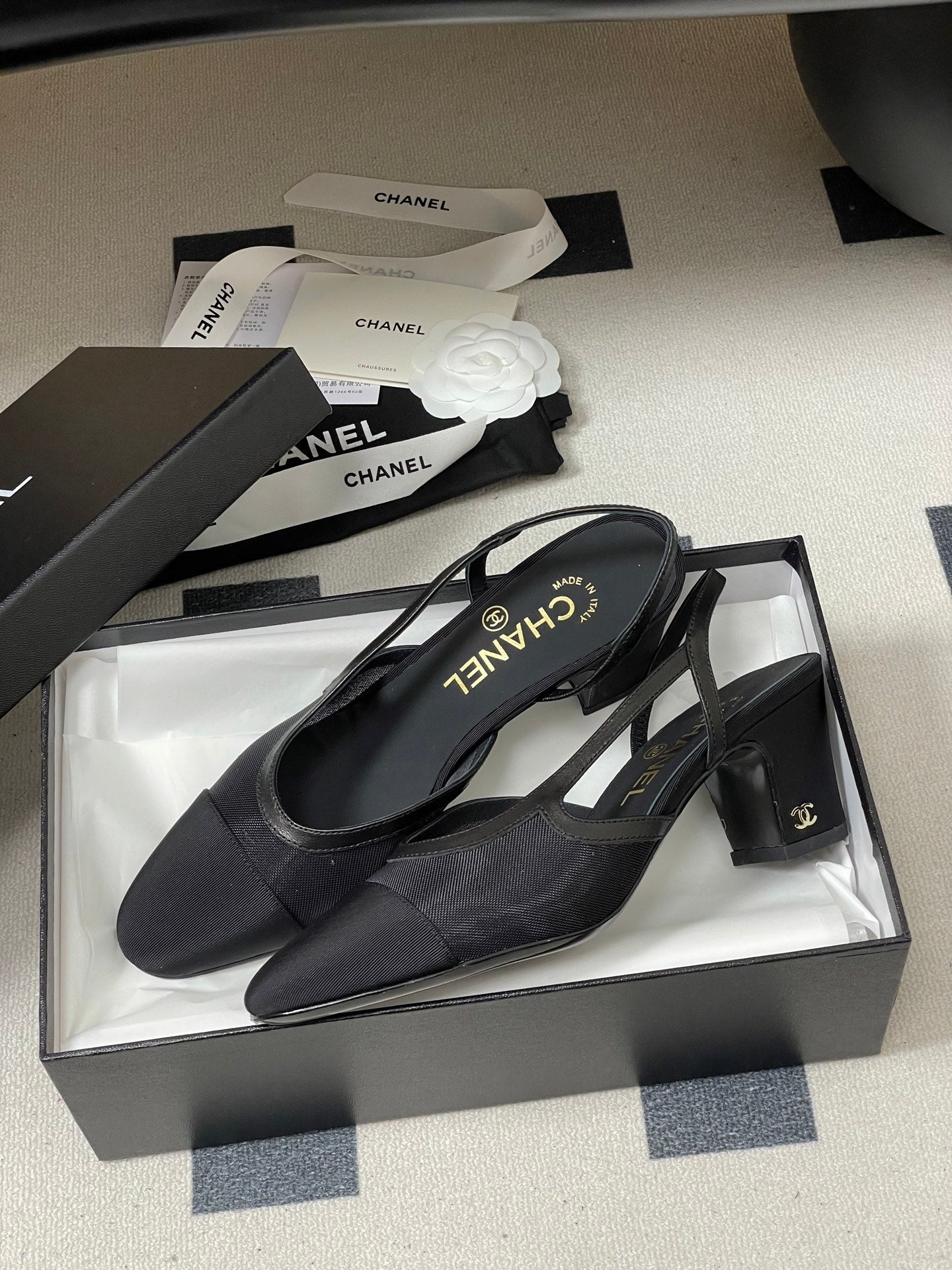CC 26s Slingback 65mm Mesh Fabric Sheepskin