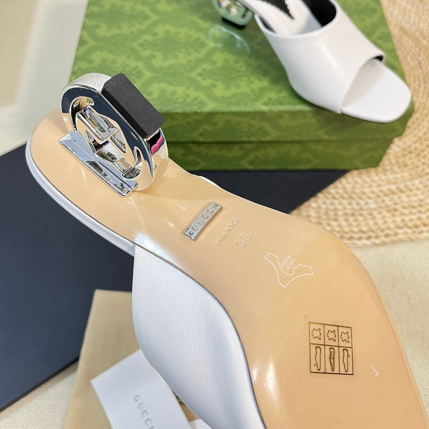 GG Women's Heeled Sandals White