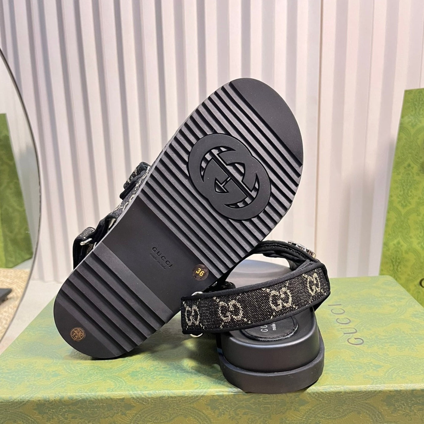 GG Sandal With Double G Black Caro