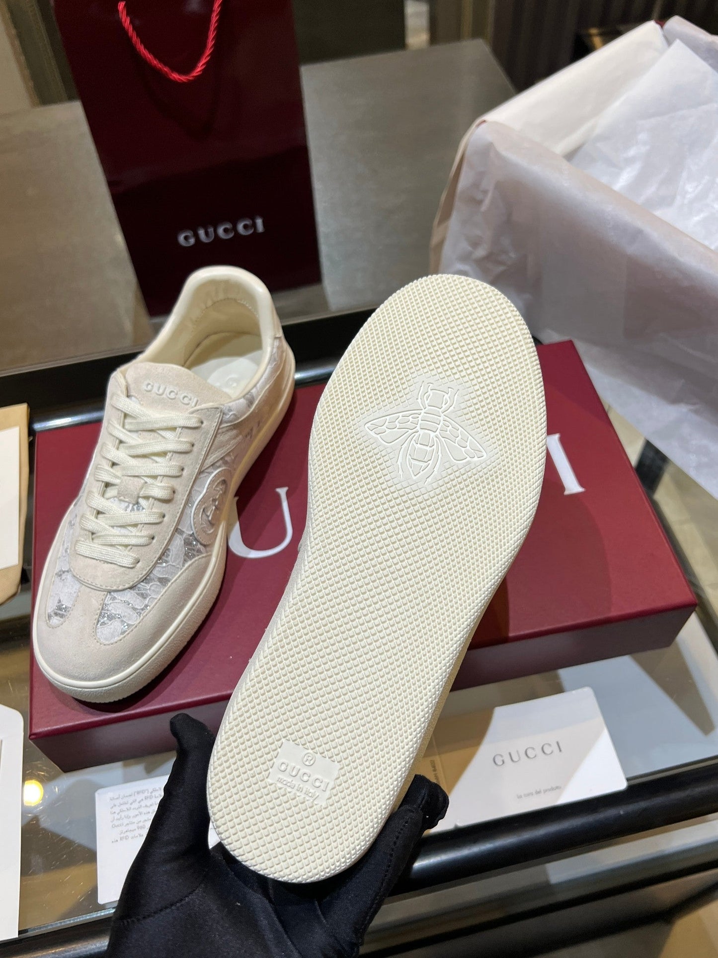 GG G75 Sneaker Cream Suede Canvas 818355