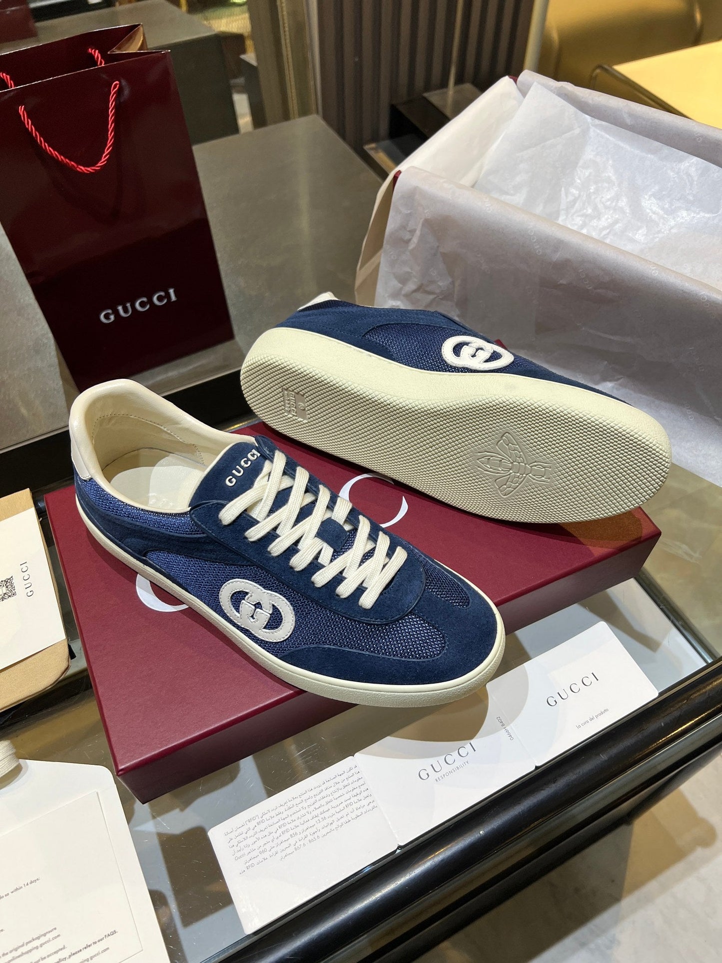GG G75 Sneaker Dark Blue Suede Mesh 818351