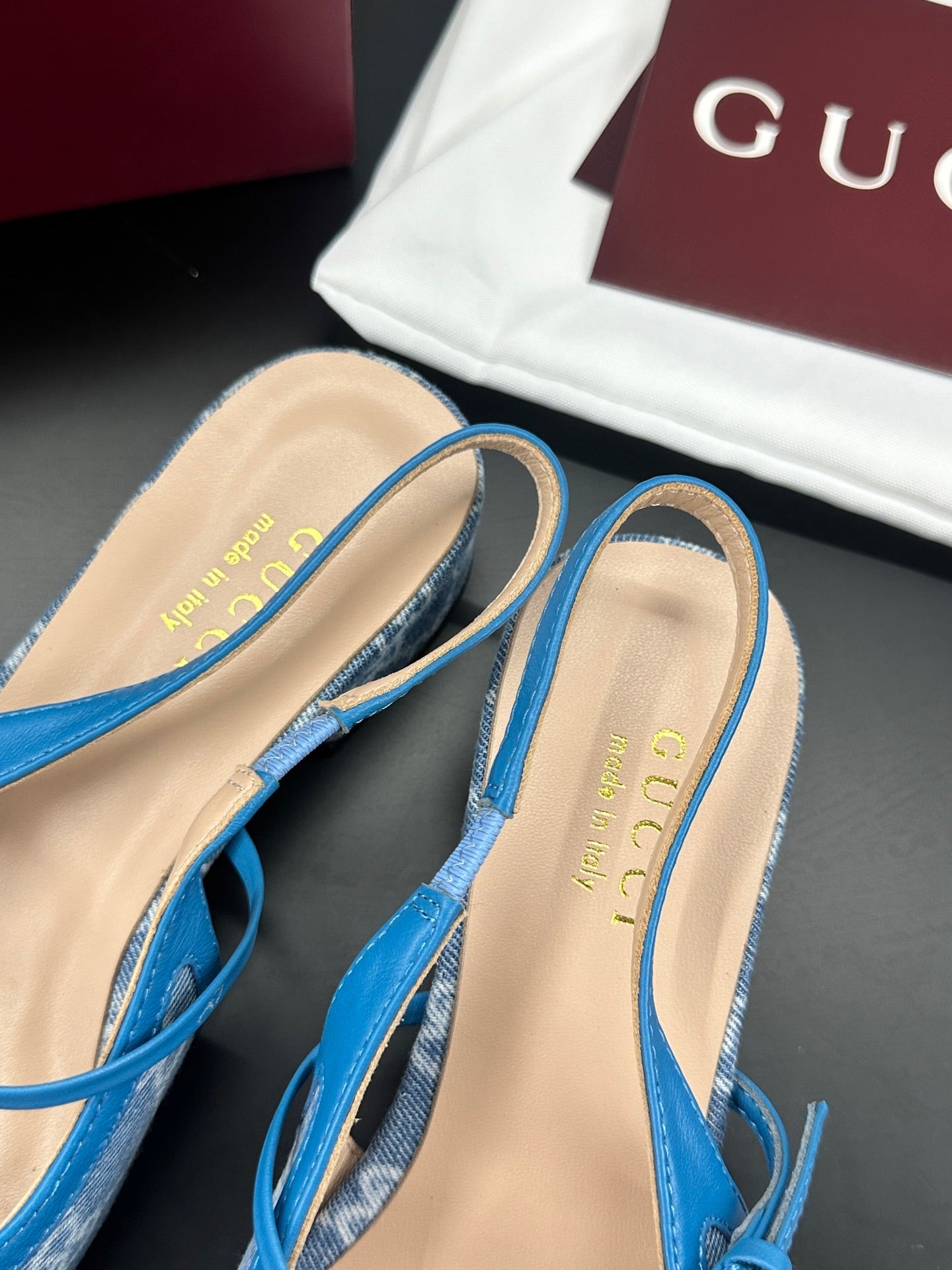 GG 26s Horsebit Slingback 2.5cm Blue Denim 688320