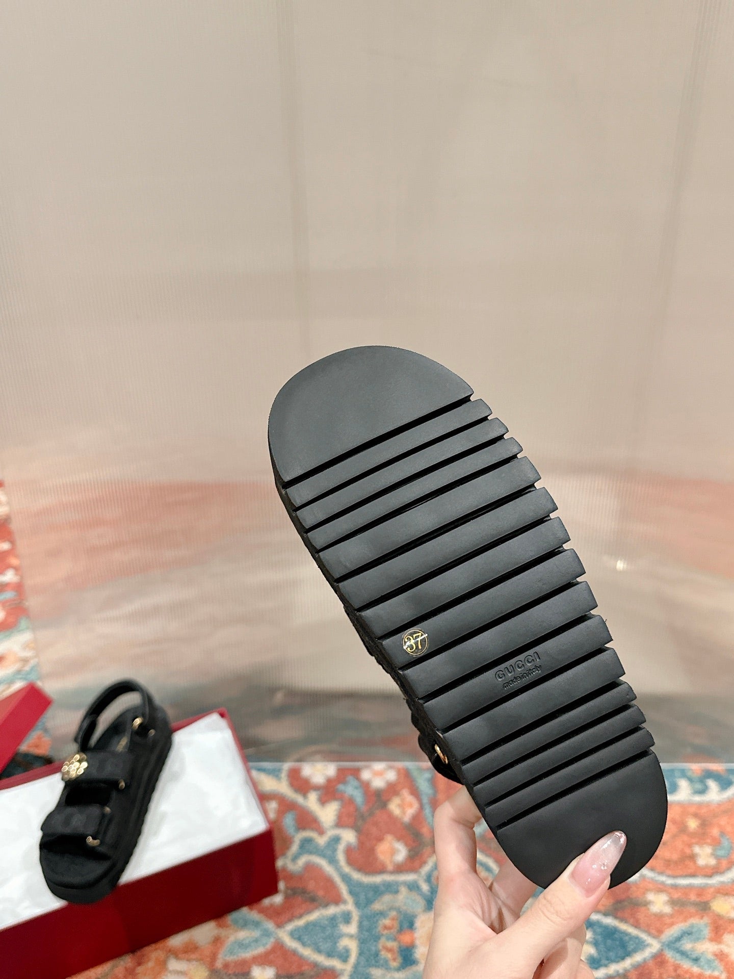 GG 26s Double G Sandals Black Canvas 929385
