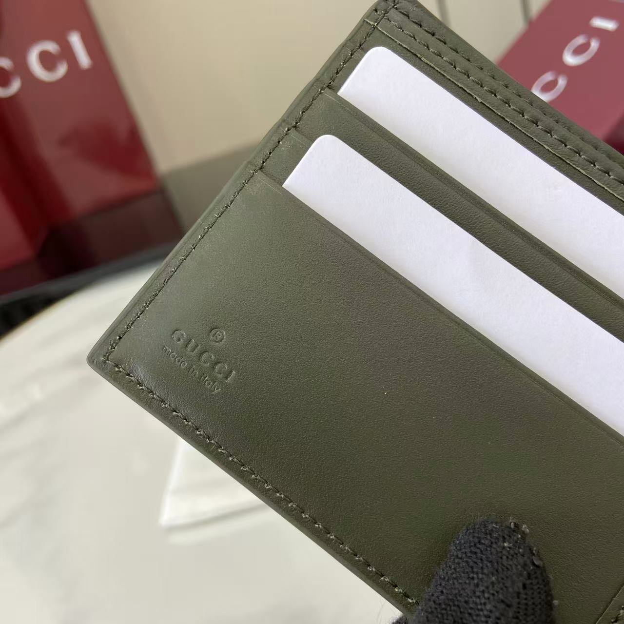 Gucci 25 GG Monogram Bifold 11cm Wallet Forest Green Leather 288792