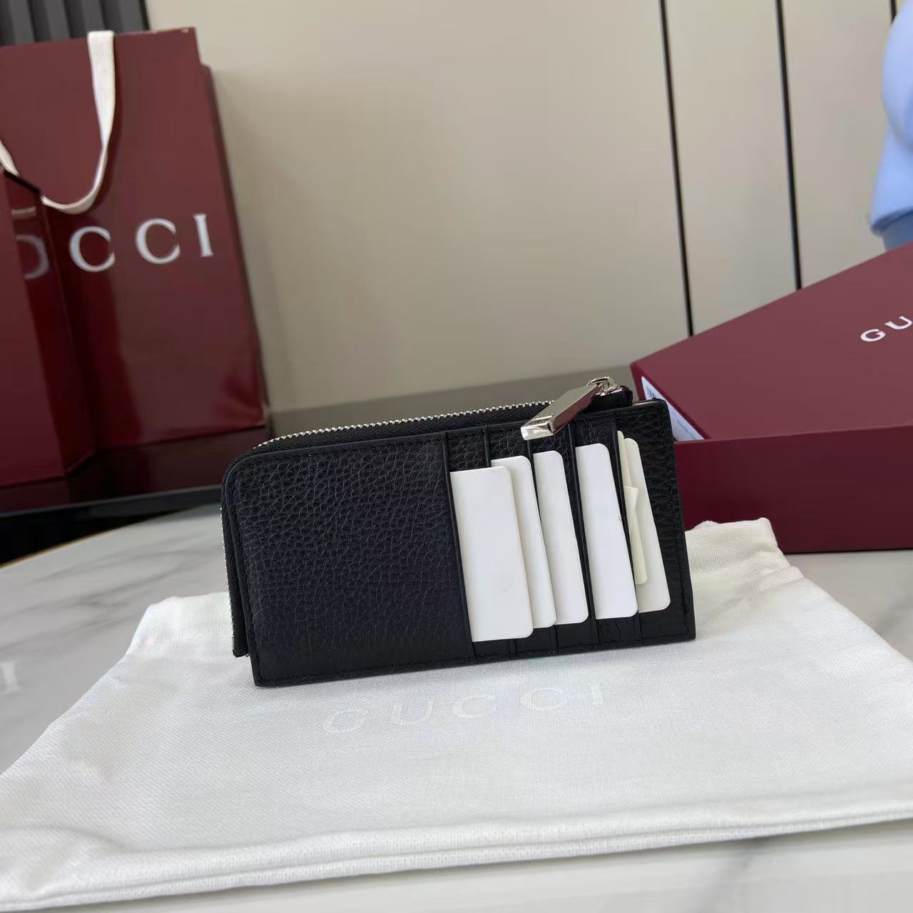 Gucci 25 Wallet 13.5cm Black Grained Cowhide 290505